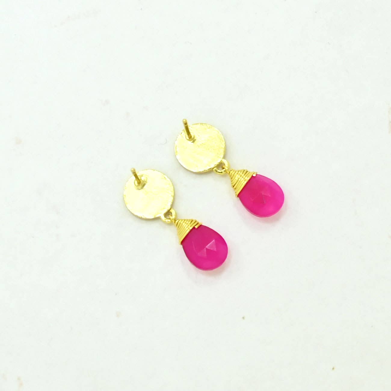 Abigail Earring Gold Plated - Pink Fuchsia Onyx