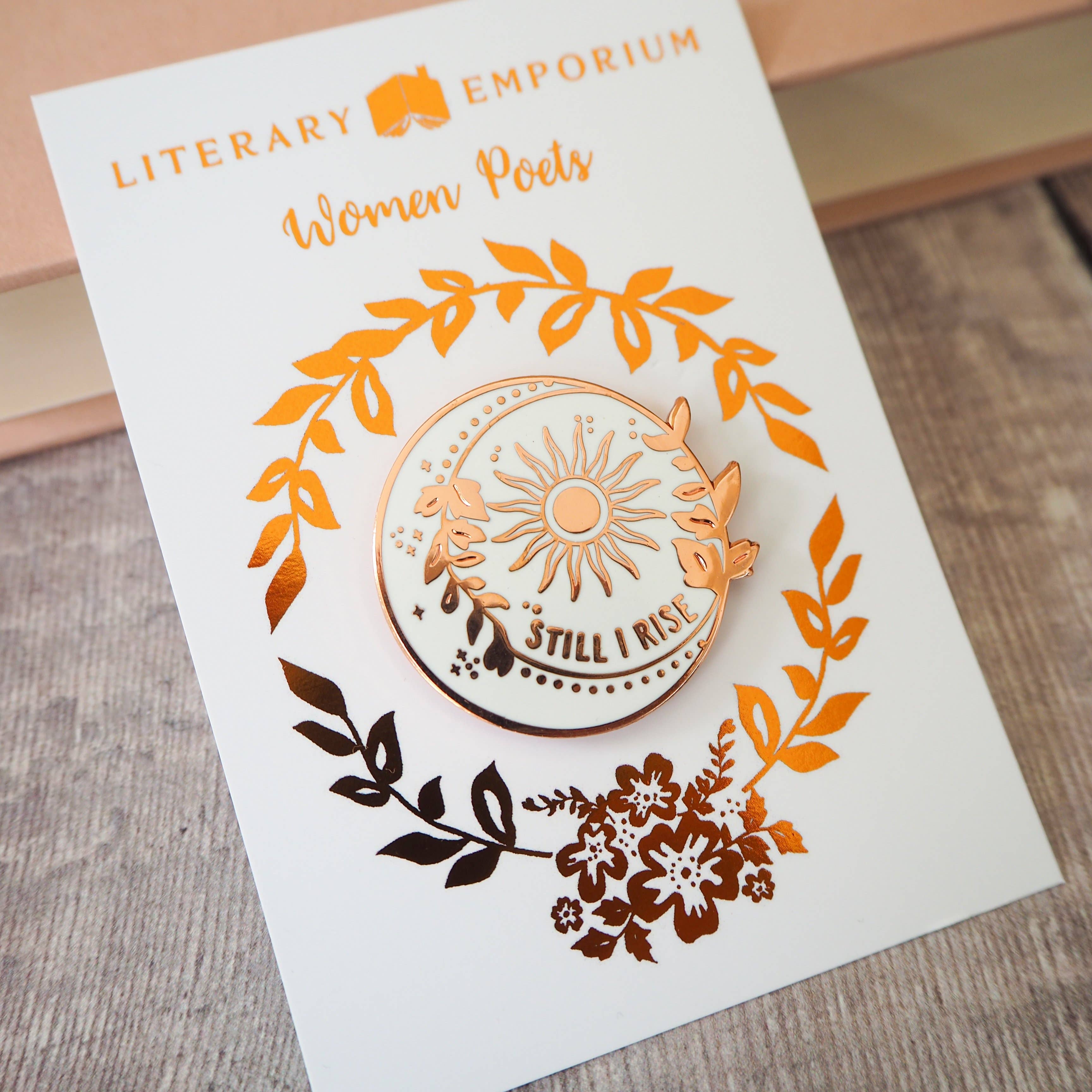 Dr Maya Angelou Still I Rise Sun - Gold Enamel Pin Badge