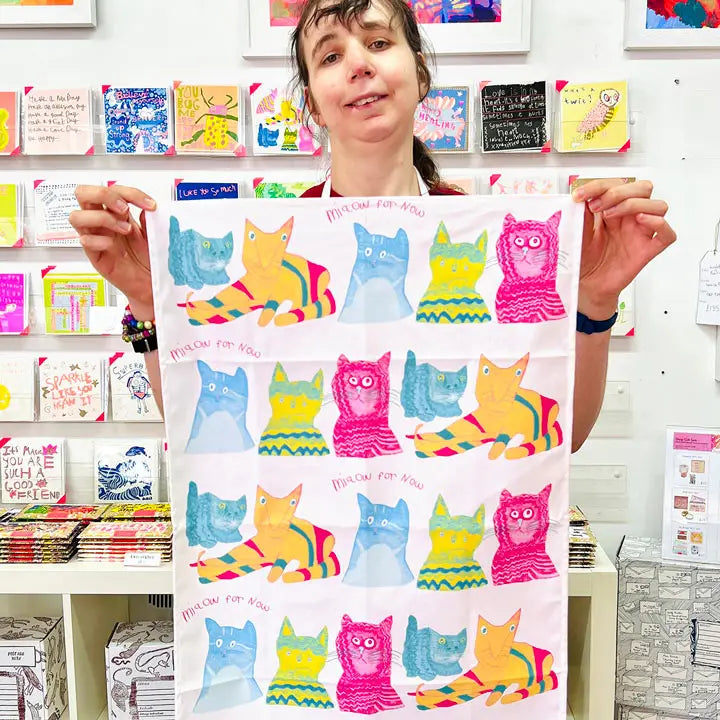 Miaow For Now Organic Cotton Tea Towel