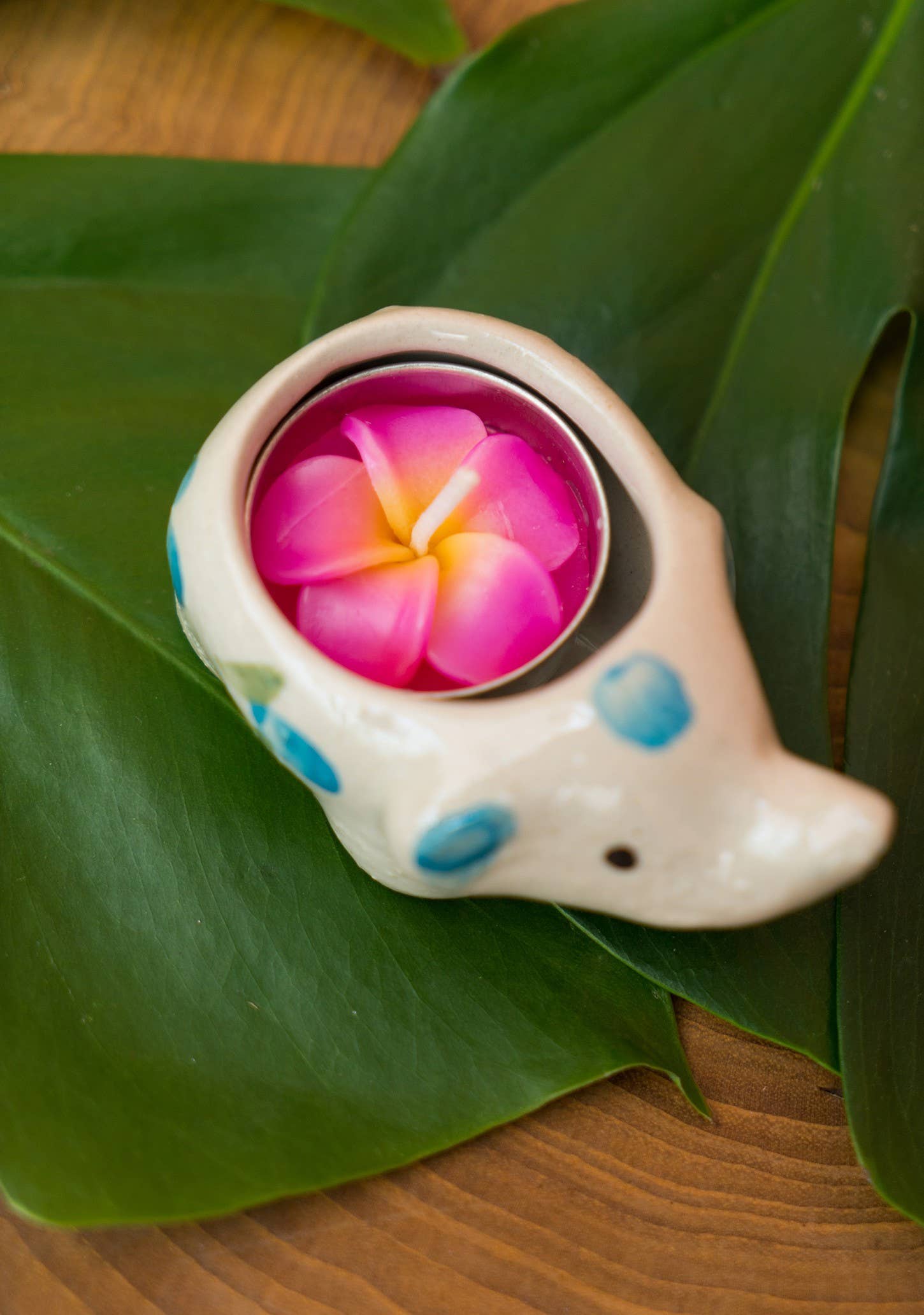 Ceramic Elephant With Flower Tealight