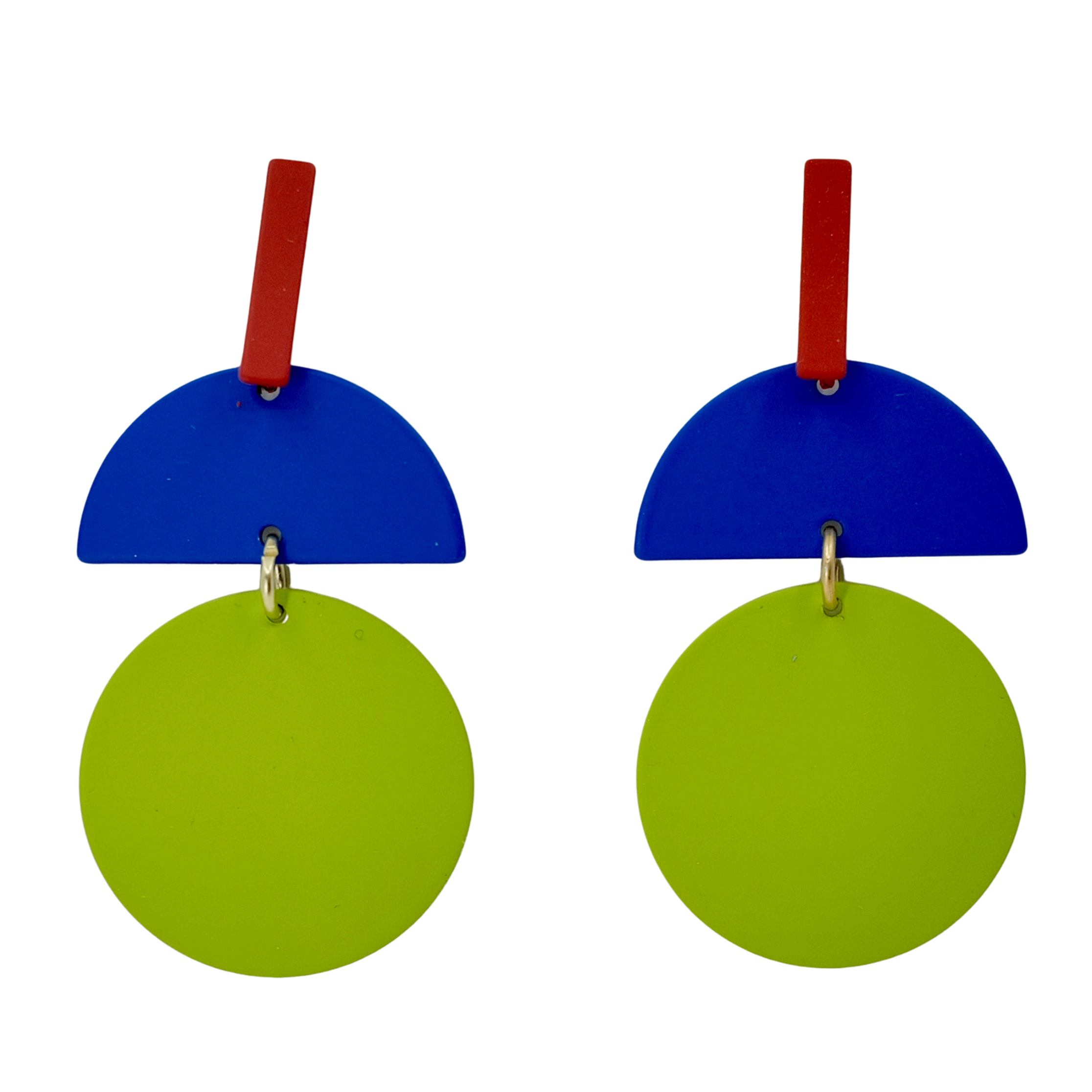 Lime, Ink Blue and Rust Orange Geometric Studs