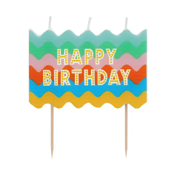 Colourful Wavy Block Birthday Candle