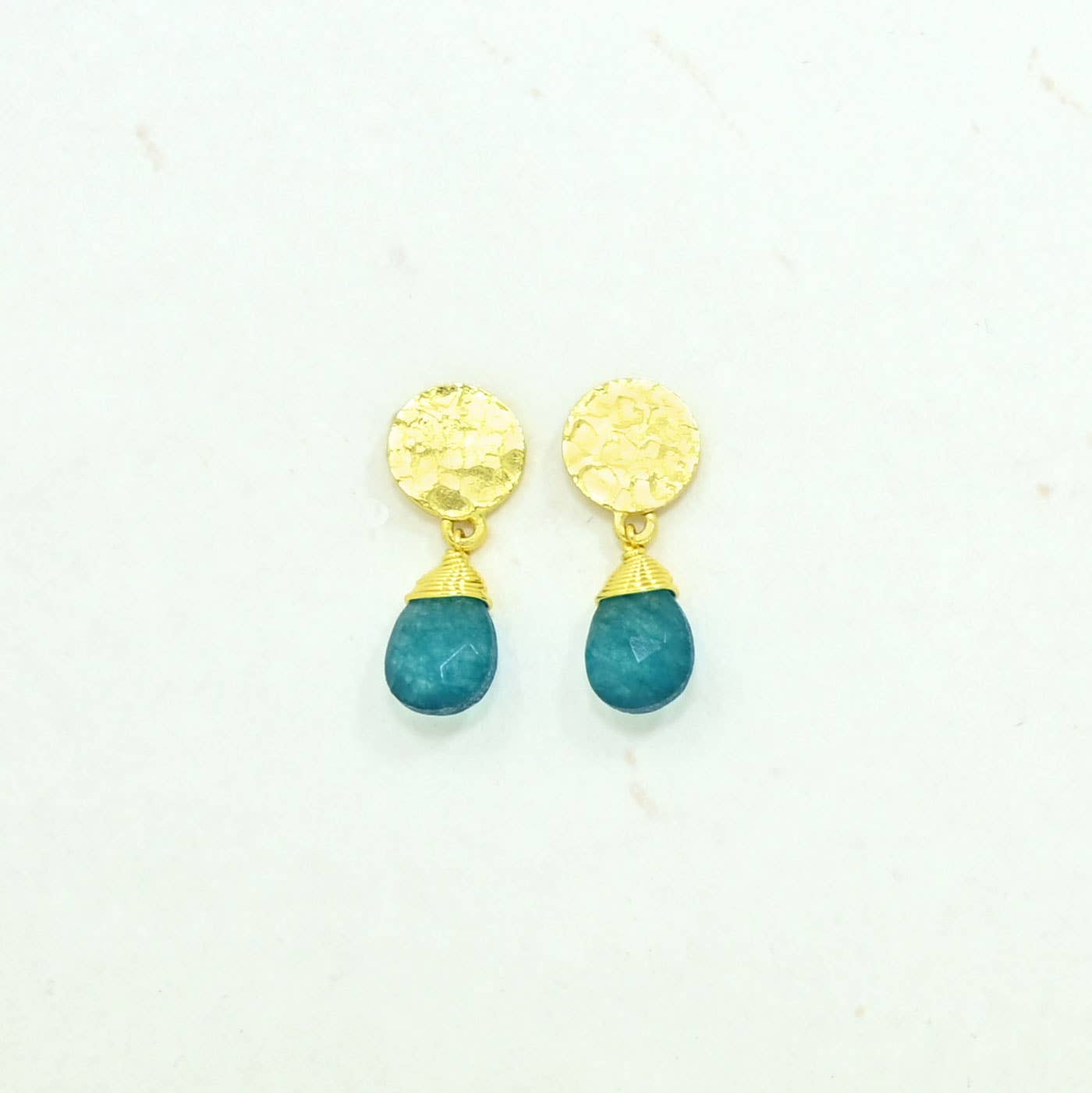 Abigail Earring Gold Plated - Neon Blue Jade
