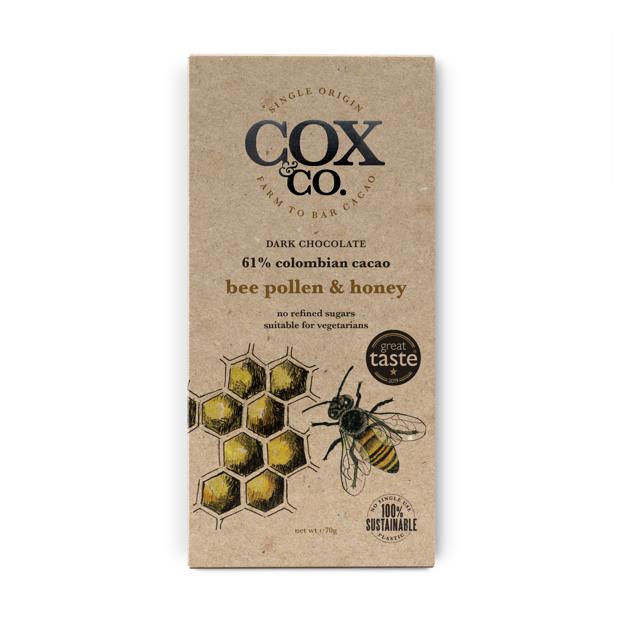 Bee Pollen & Honey Dark Chocolate Bar