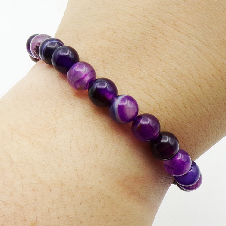 Purple Agate Bead Bracelet