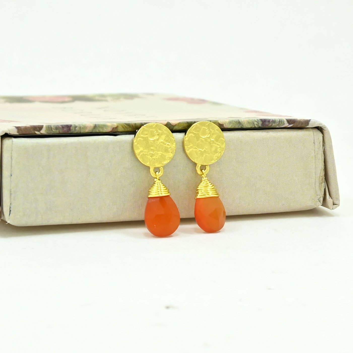 Abigail Earring Gold Plated - Carnelian