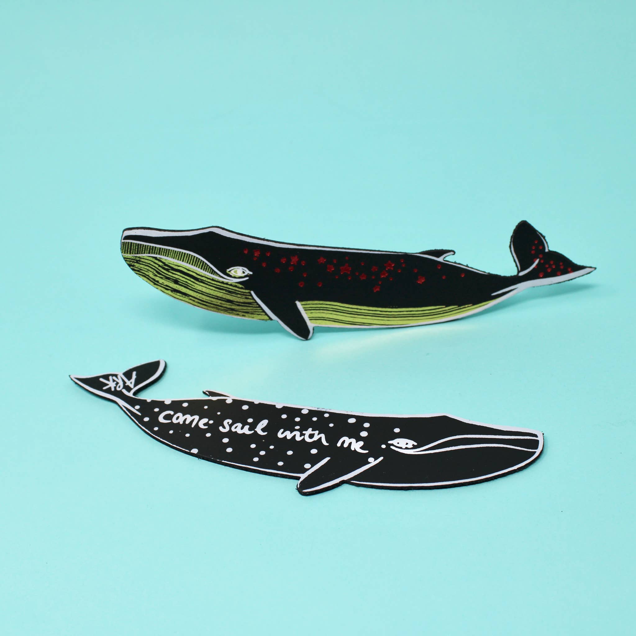 Whale 'Sail with Me' Bookmark - Grey