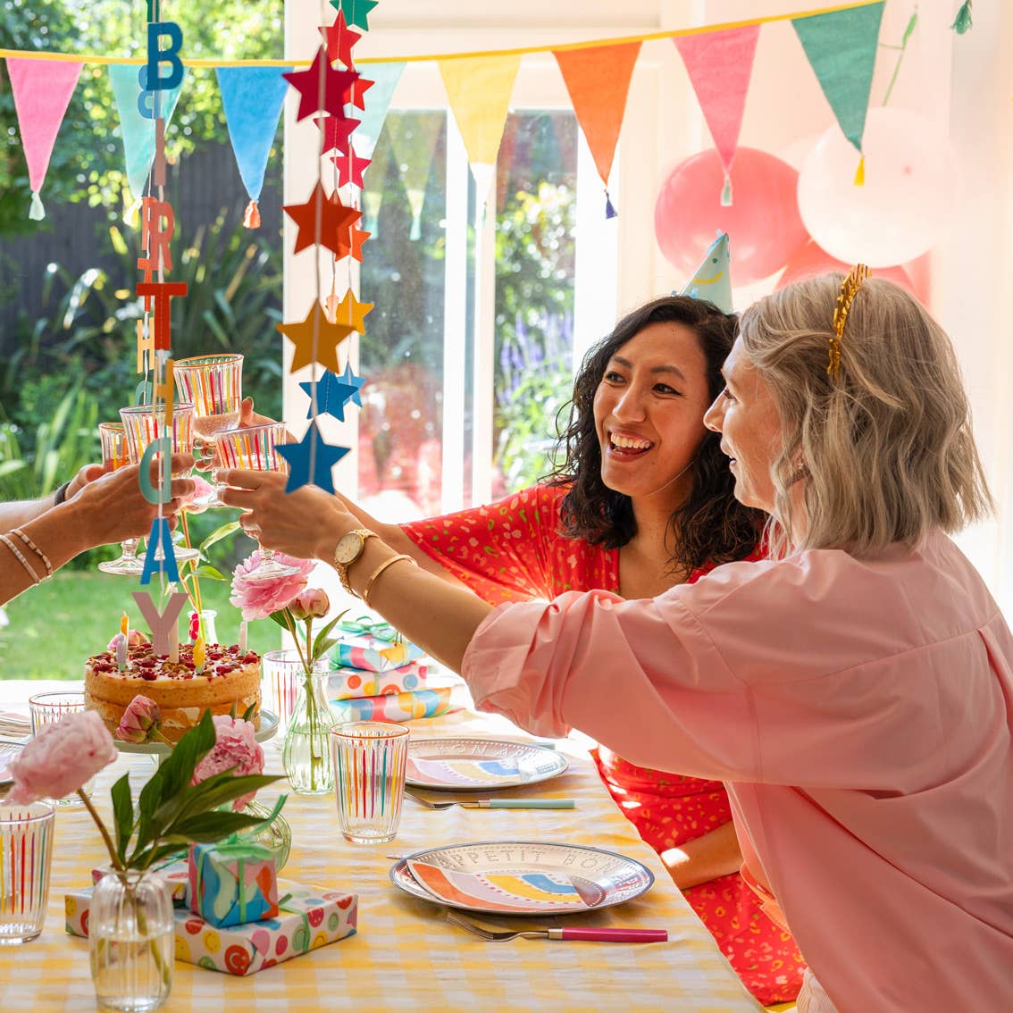 Bright Multi-Coloured Striped - Tall