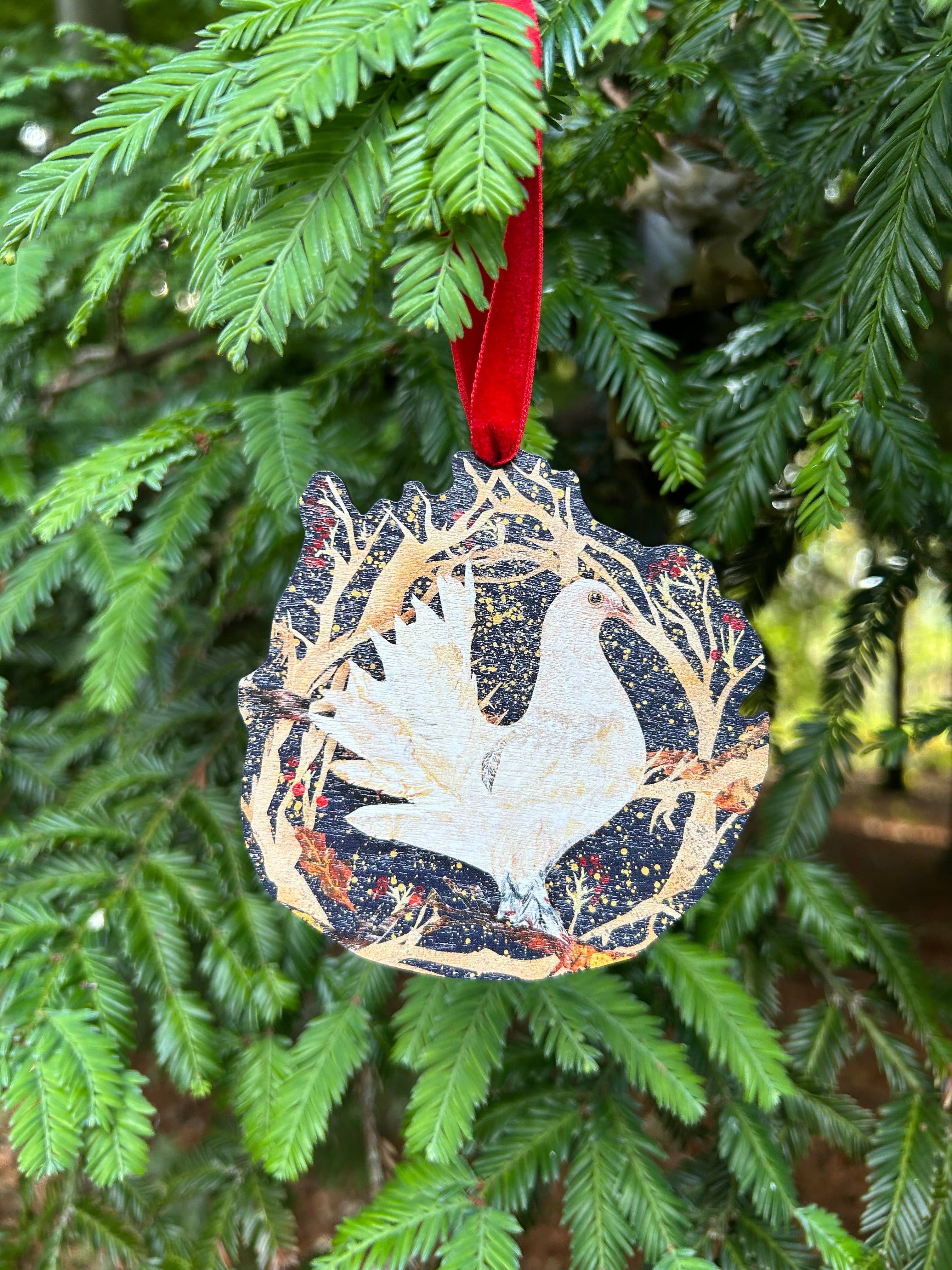 Festive Dove Birch Plywood Decoration