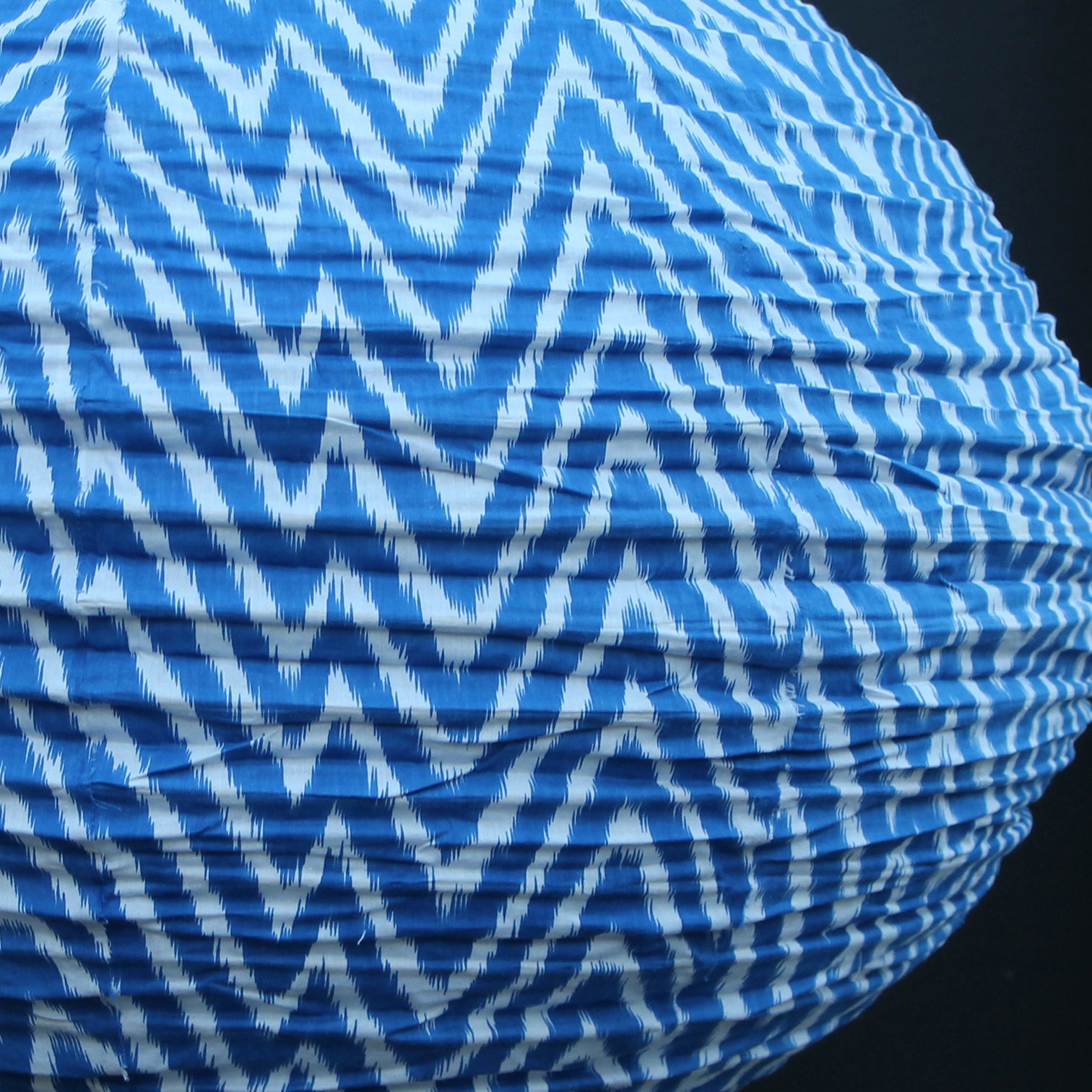 Small 60cm Round Blue Zig Zag Cotton Pendant Lampshade