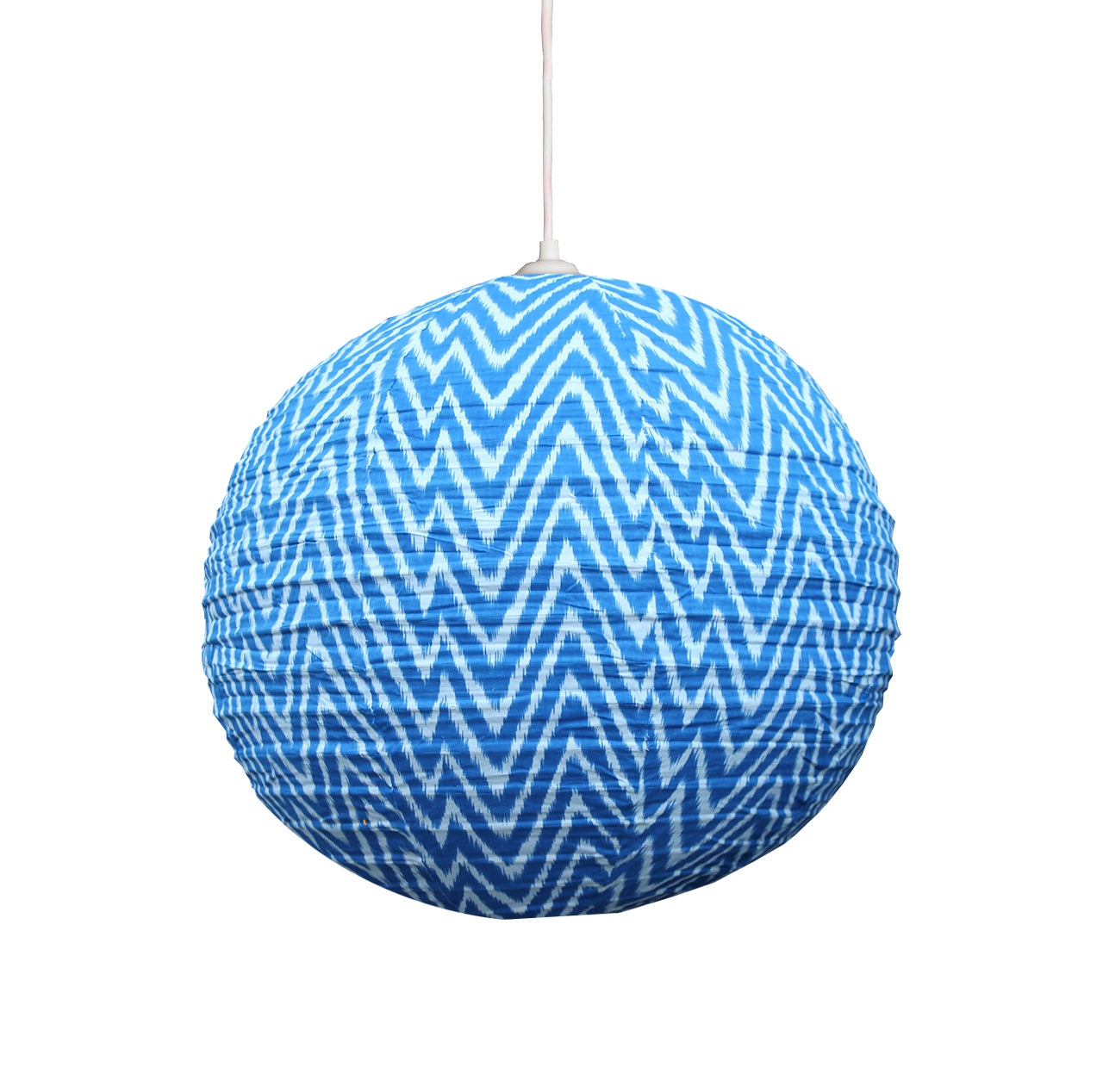 Small 60cm Round Blue Zig Zag Cotton Pendant Lampshade