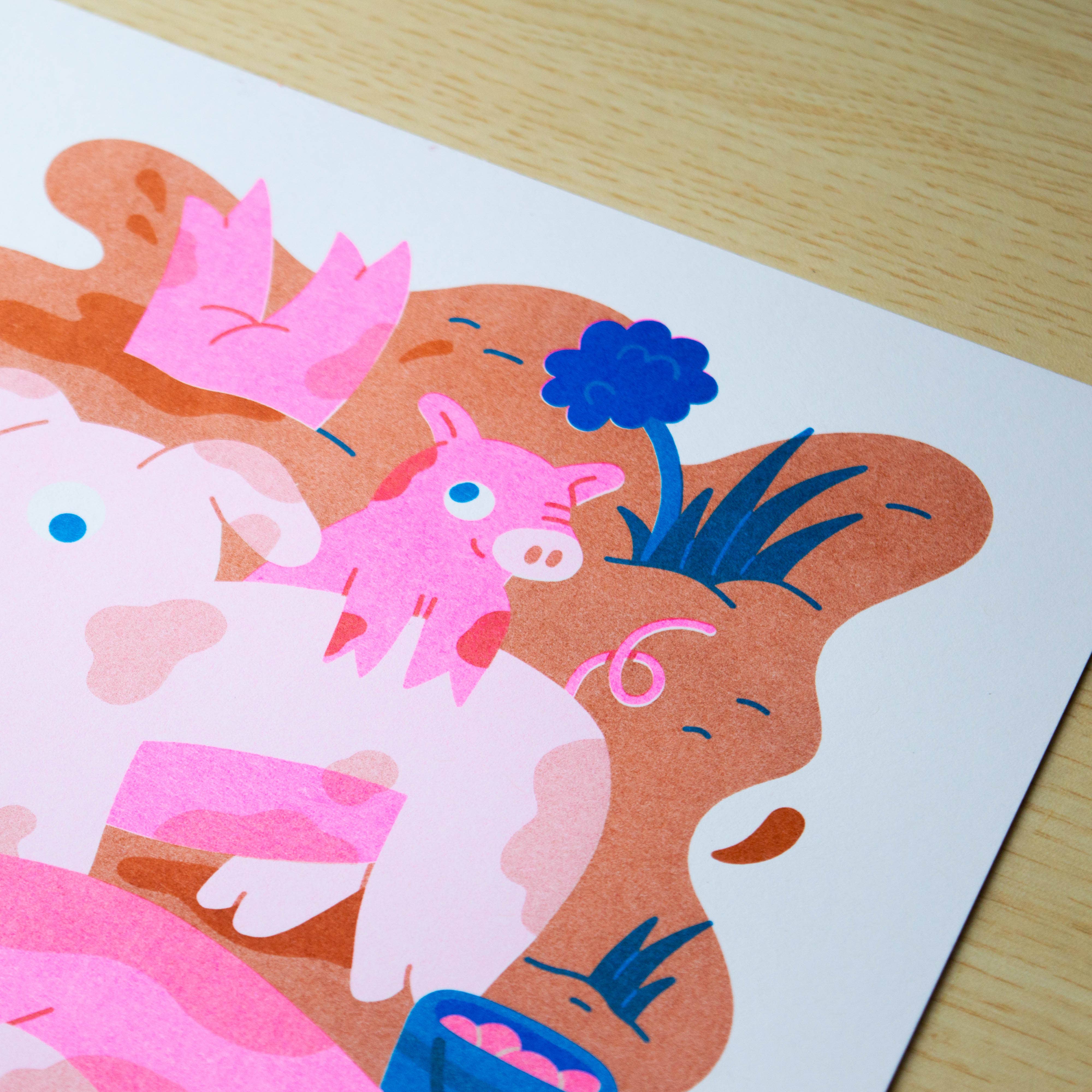 A4 Pigsty Risograph Print