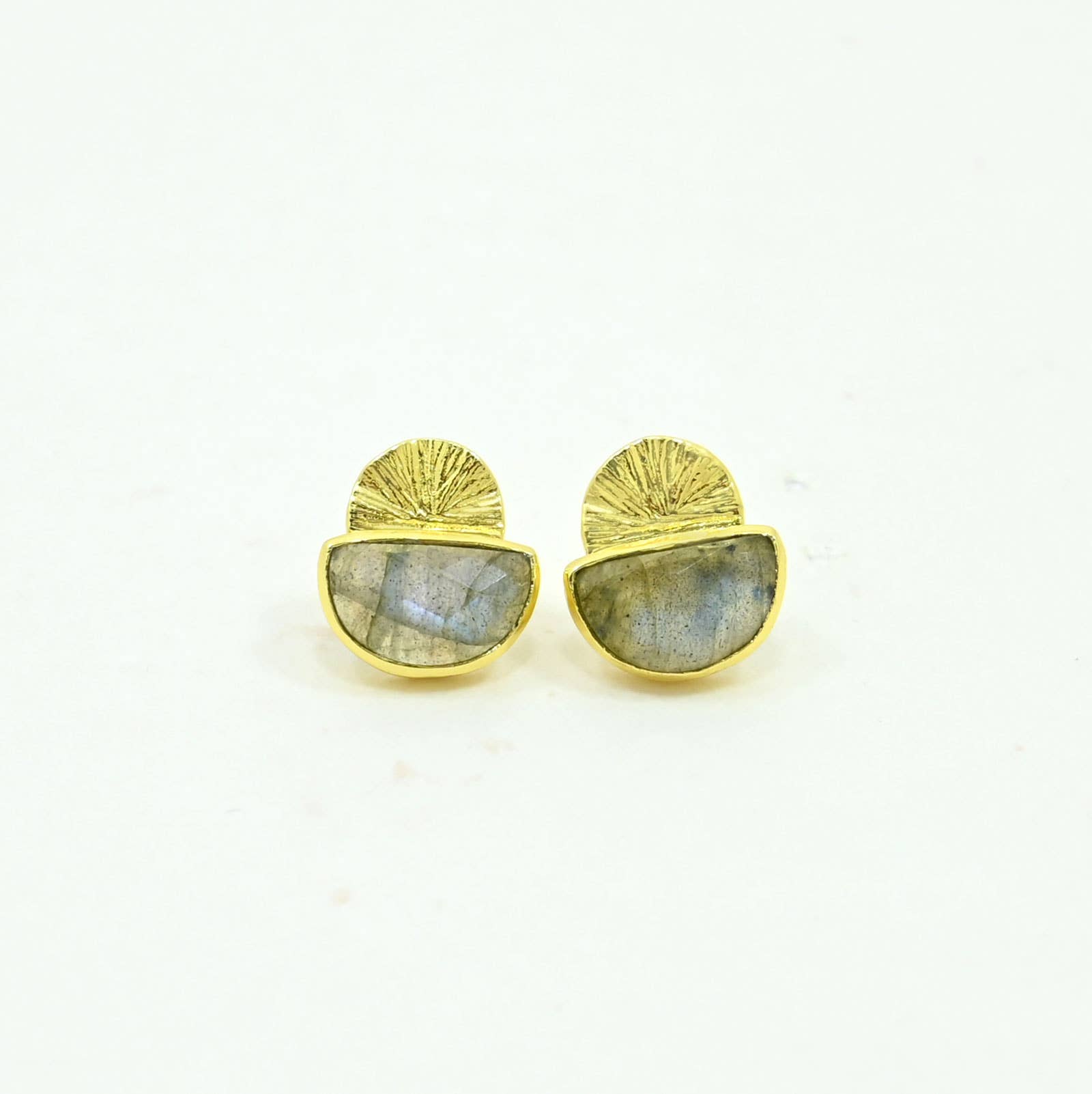 Amore Stud Earring Gold Plated - Labradorite