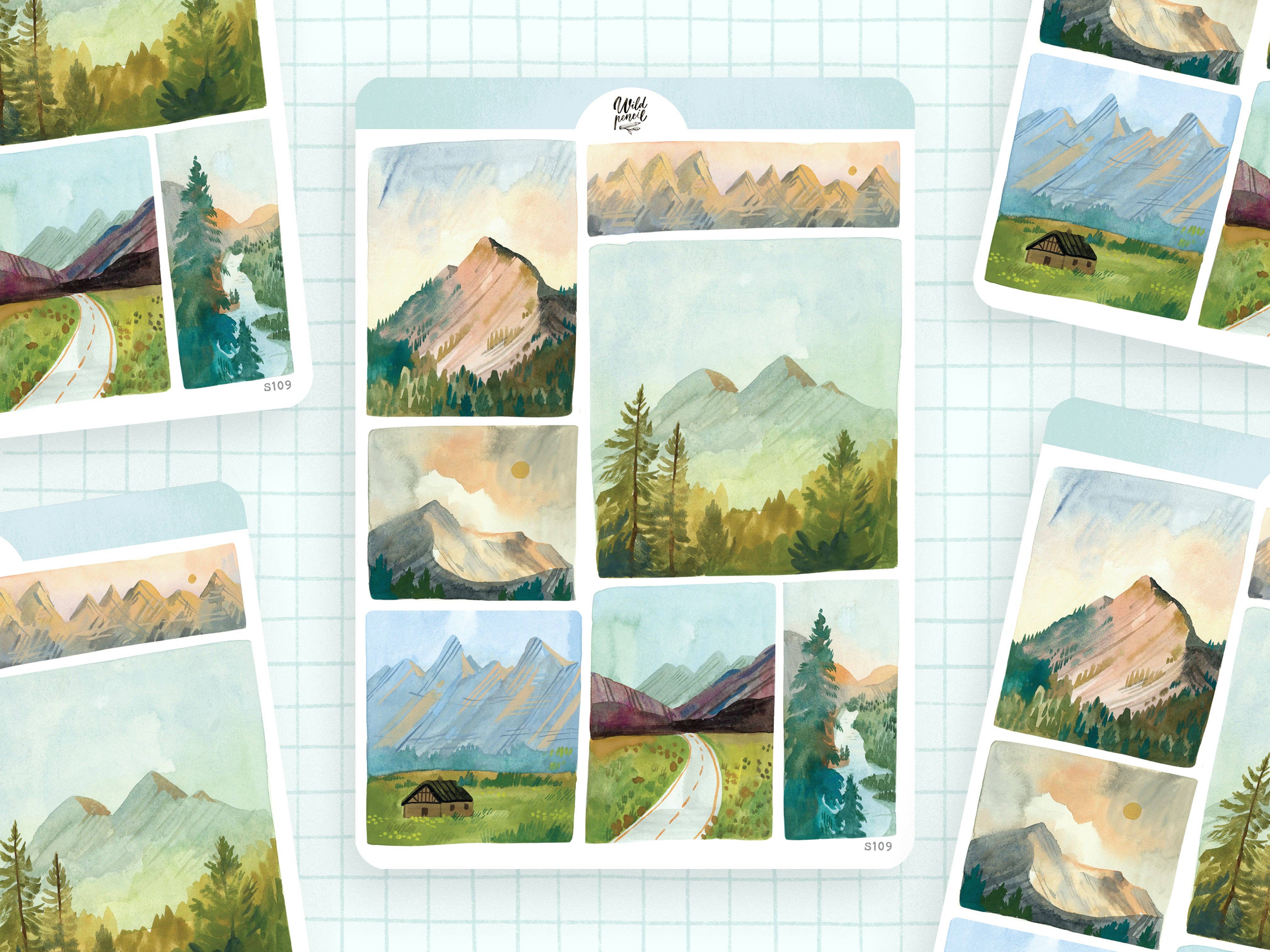 Mountain Landscapes Sticker Sheet