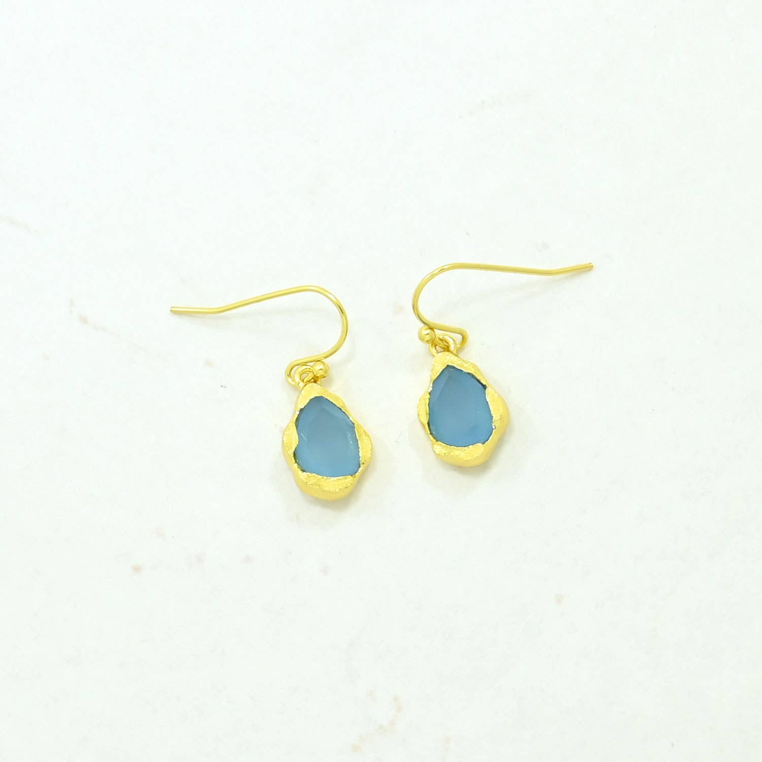 Kailany Earring Gold Plated - Blue Chalcedony