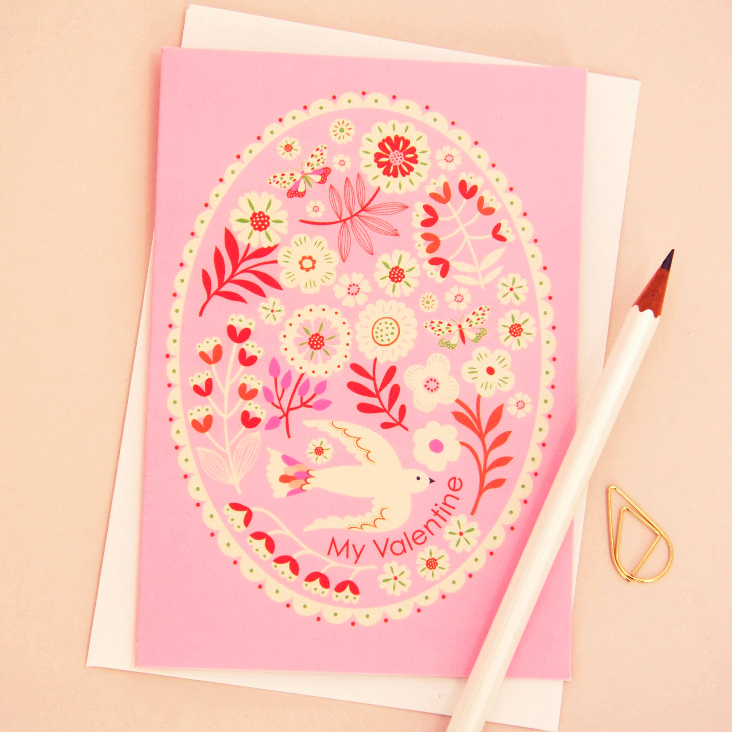 Valentine’s Bird & Floral Border Card