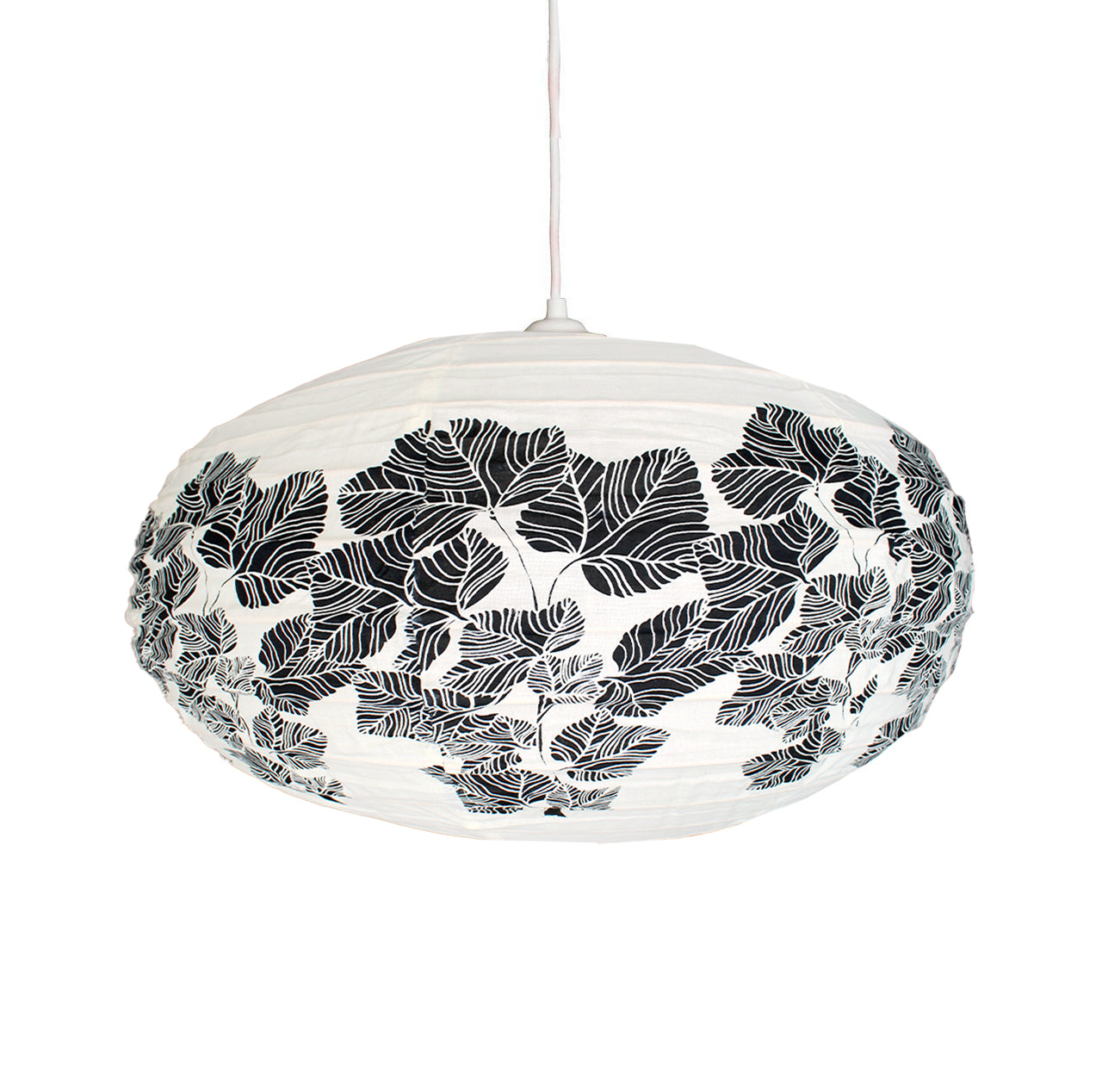 Small 60cm Cream & Black Vine Cotton Pendant Lampshade