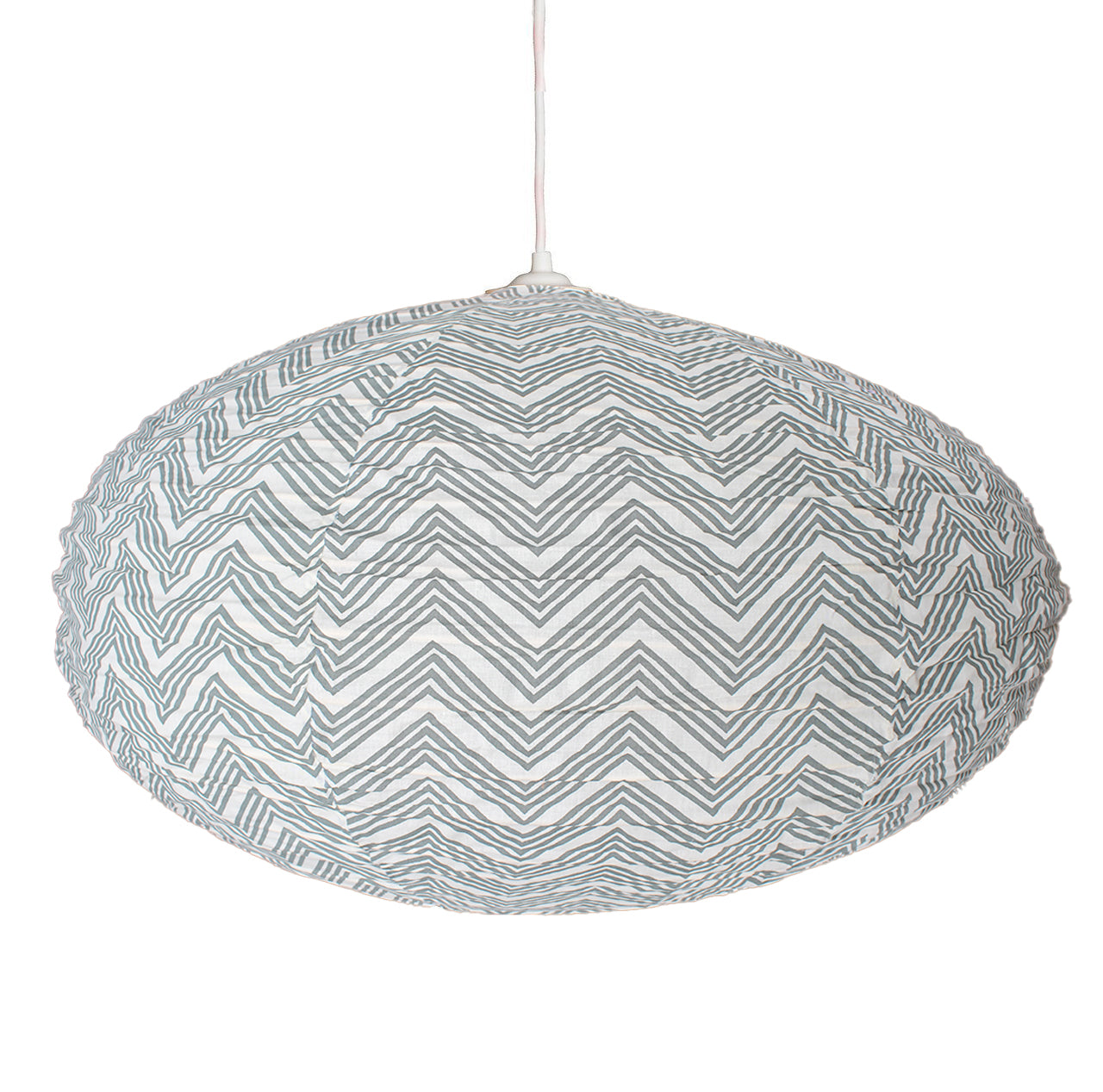 Large 80cm Grey & Cream Kuba Cotton Pendant Lampshade