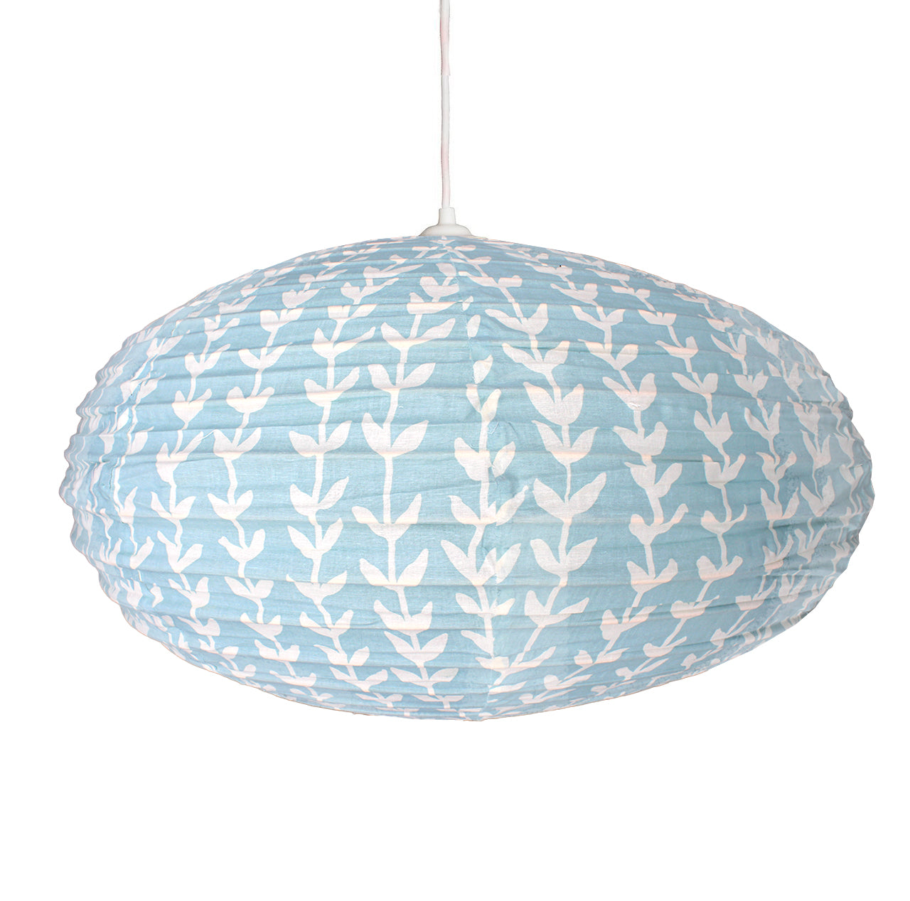 Large 80cm Cream & Pale Blue String of Hearts Cotton Pendant Lampshade