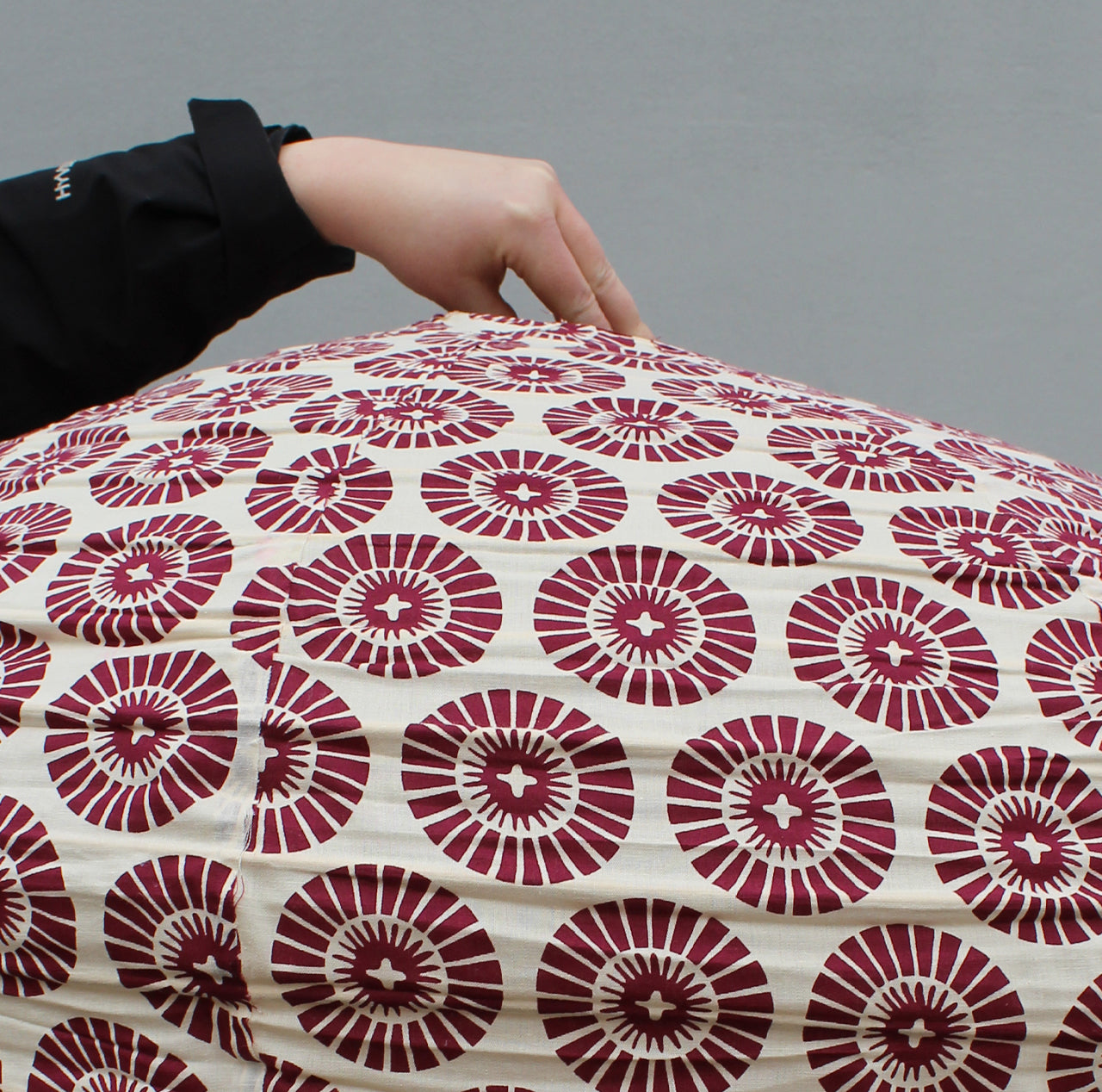 Small 60cm Cream & Maroon Oki Cotton Pendant Lampshade