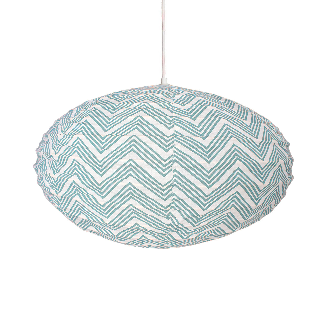 Small 60cm Cream & Teal Kuba Cotton Pendant Lampshade