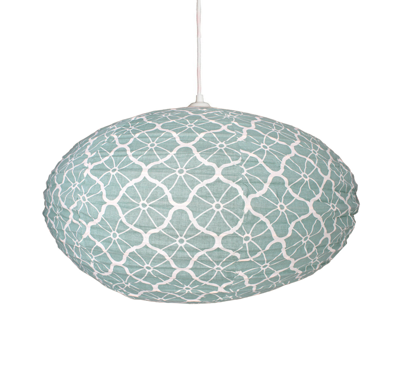 Small 60cm Sage & Cream Lotus Cotton Pendant Lampshade