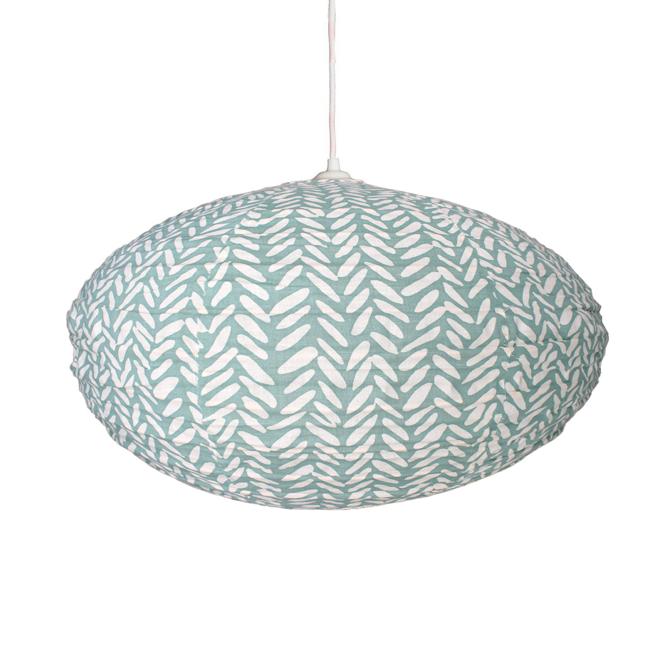 Small 60cm Sage & Cream Rice Cotton Pendant Lampshade