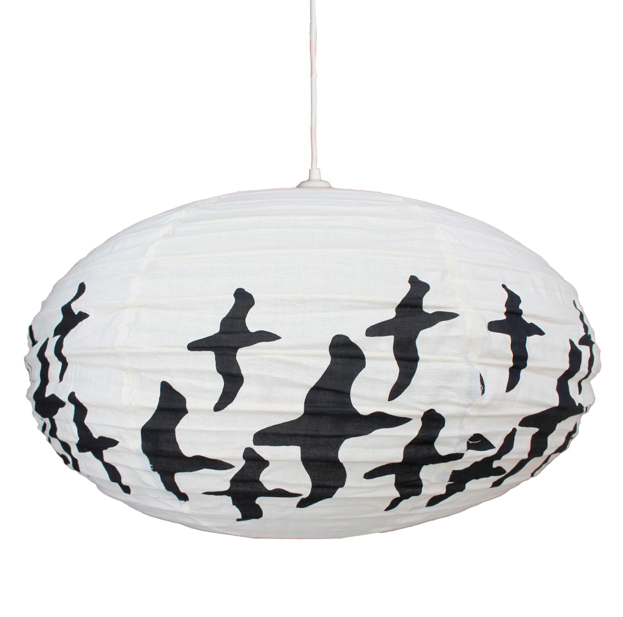 Large 80cm Cream & Black Albatross Cotton Pendant Lampshade