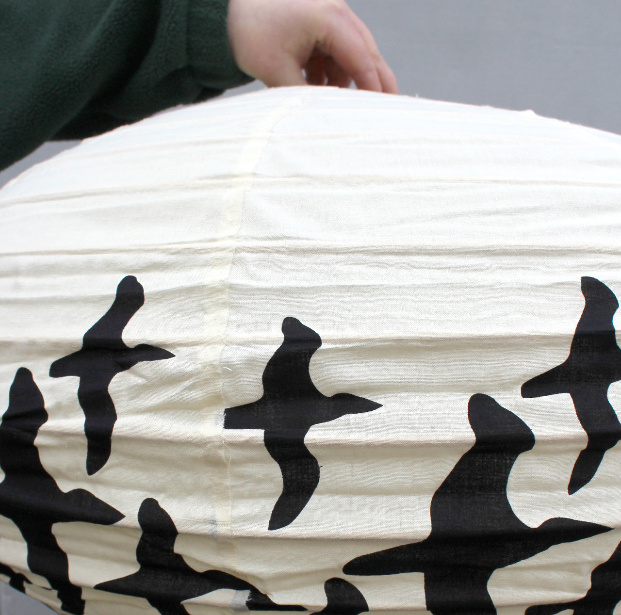 Large 80cm Cream & Black Albatross Cotton Pendant Lampshade