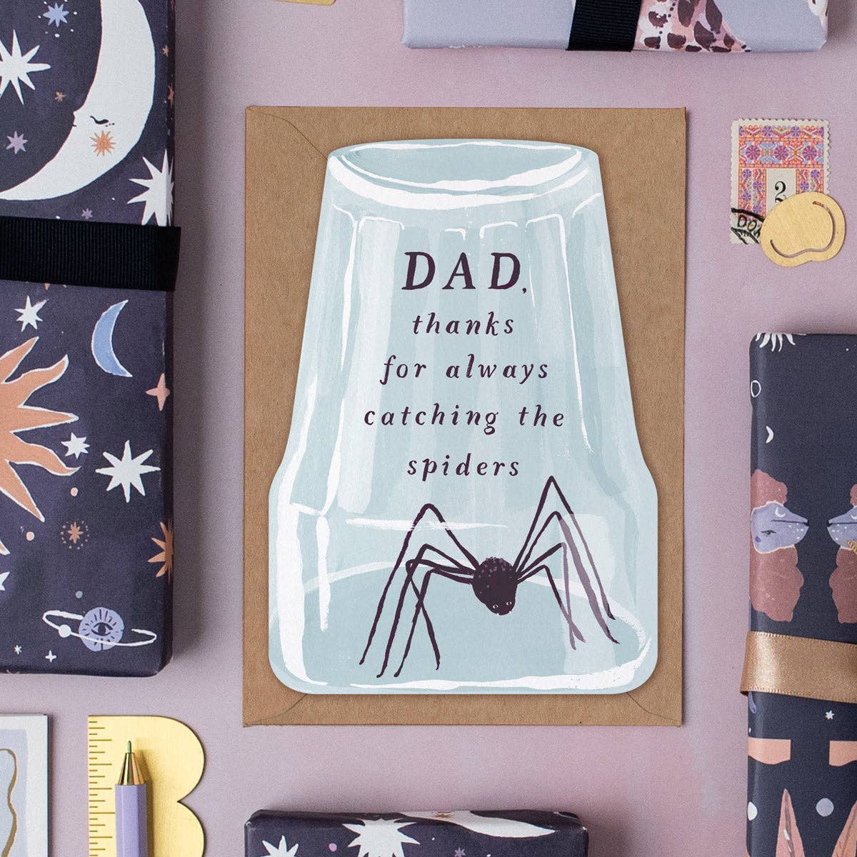Spider Catching Father's Day Card
