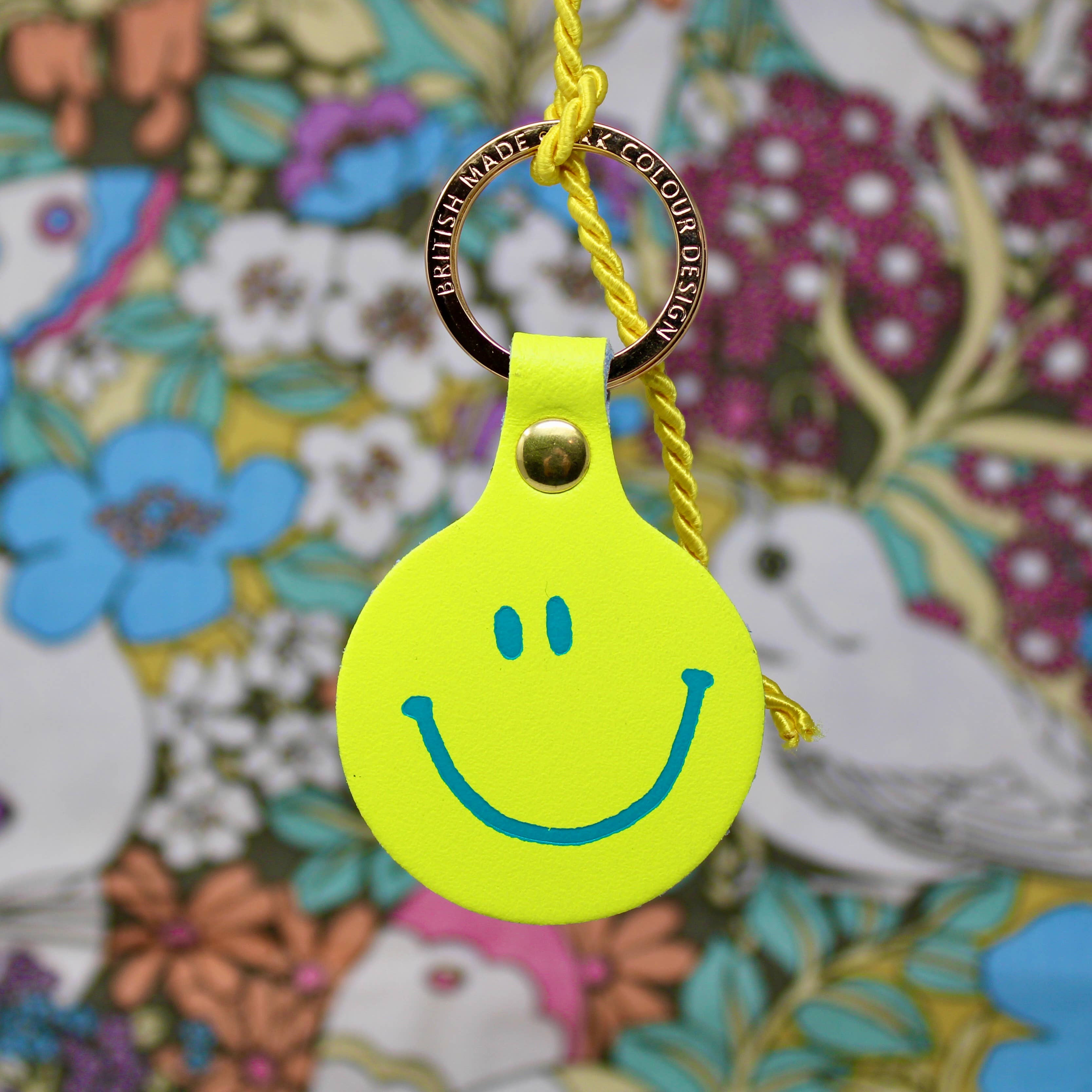 Feeling Lush Smilie Face Key Fob - Cornflower