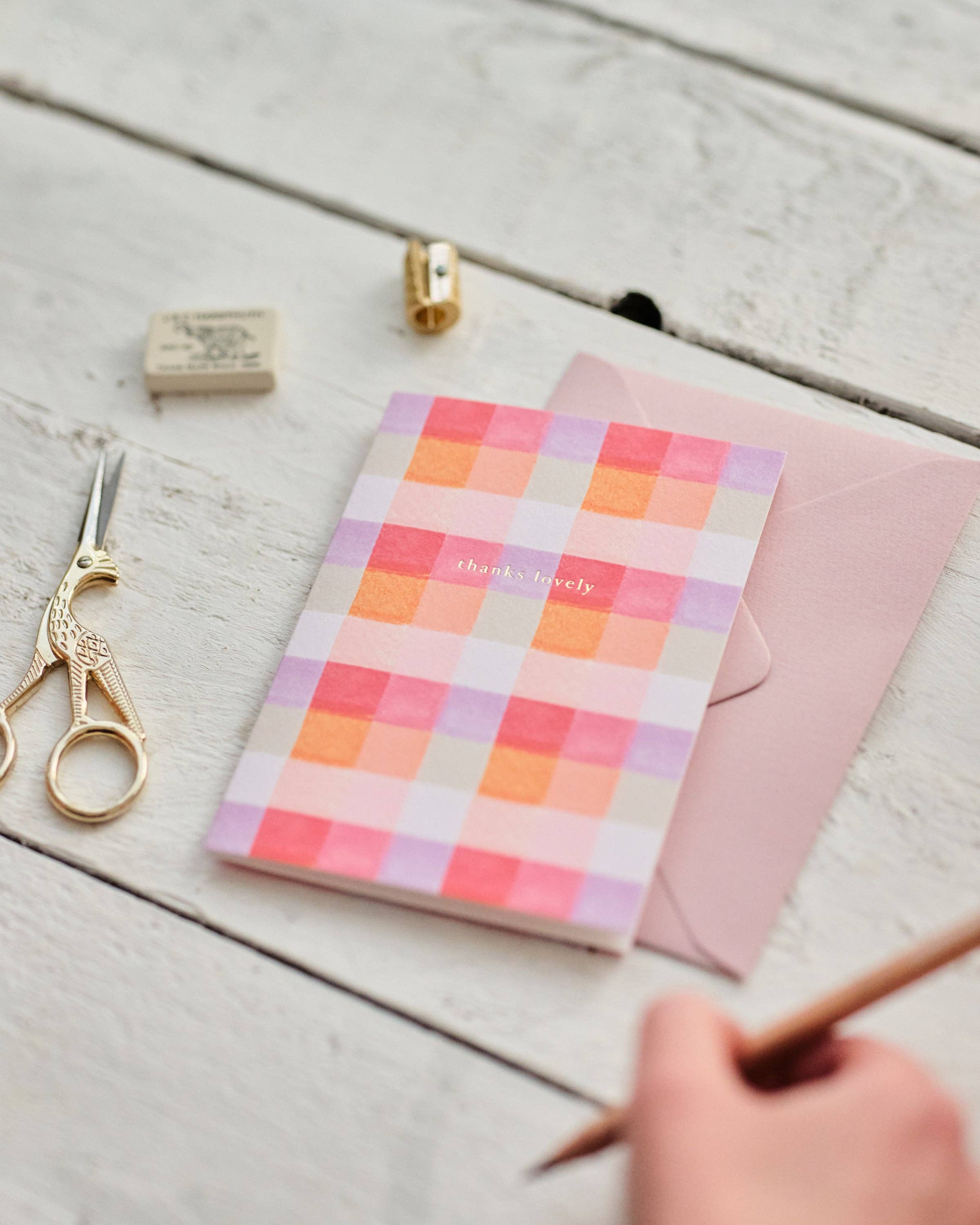 Thanks Lovely Gingham Greetings Card