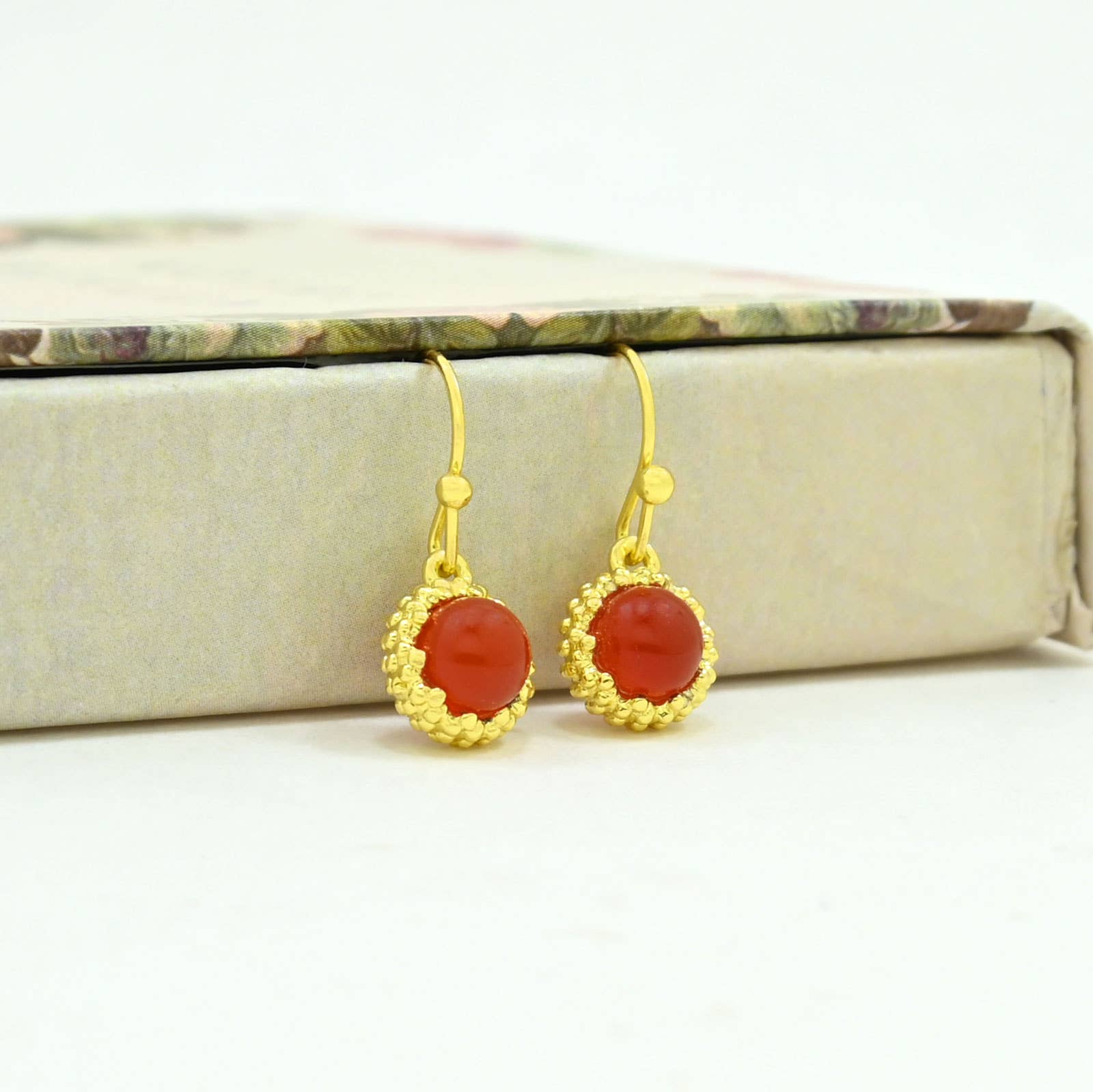 Dove Earring Gold Plated - Carnelian