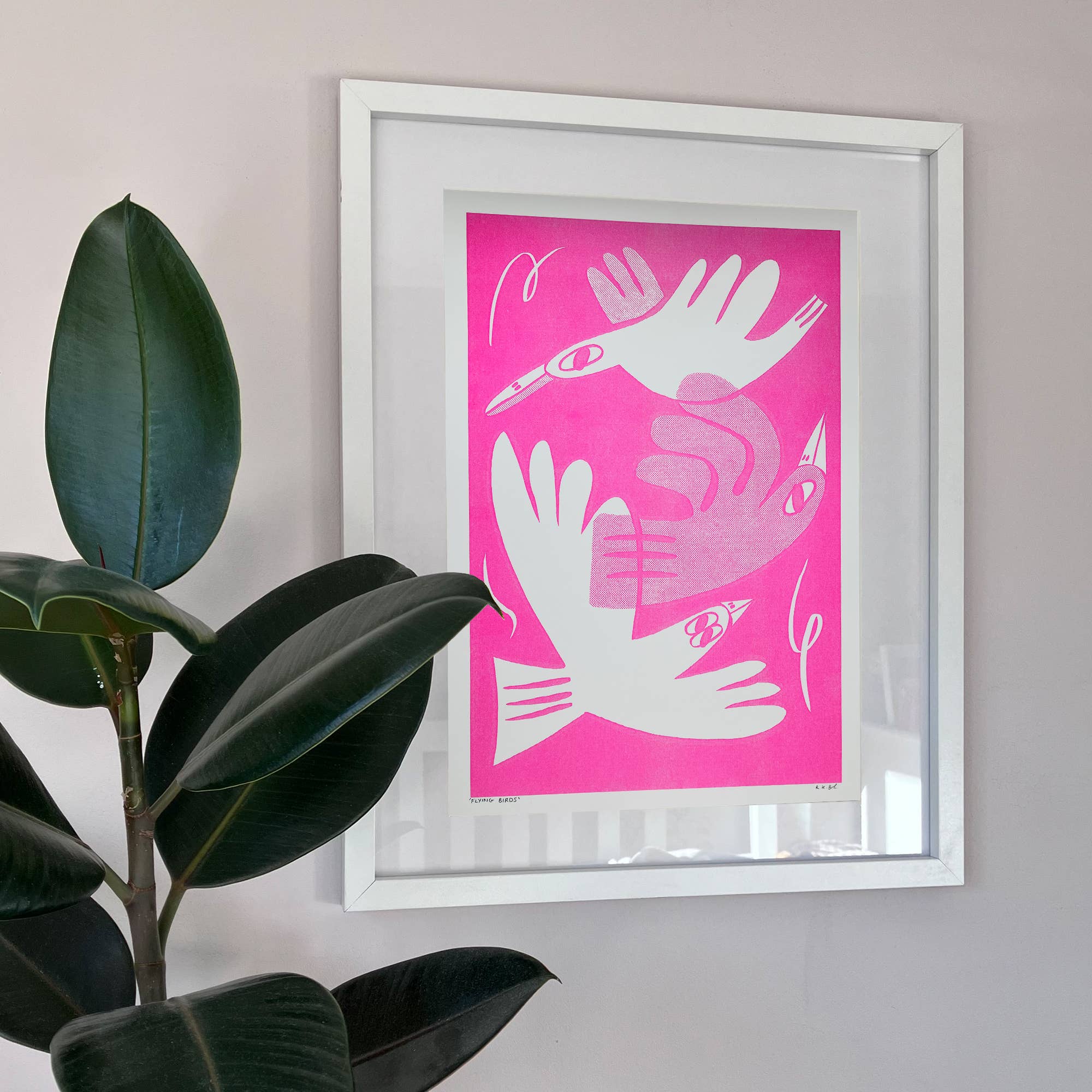 Flying Birds (Pink) A3 Riso Print