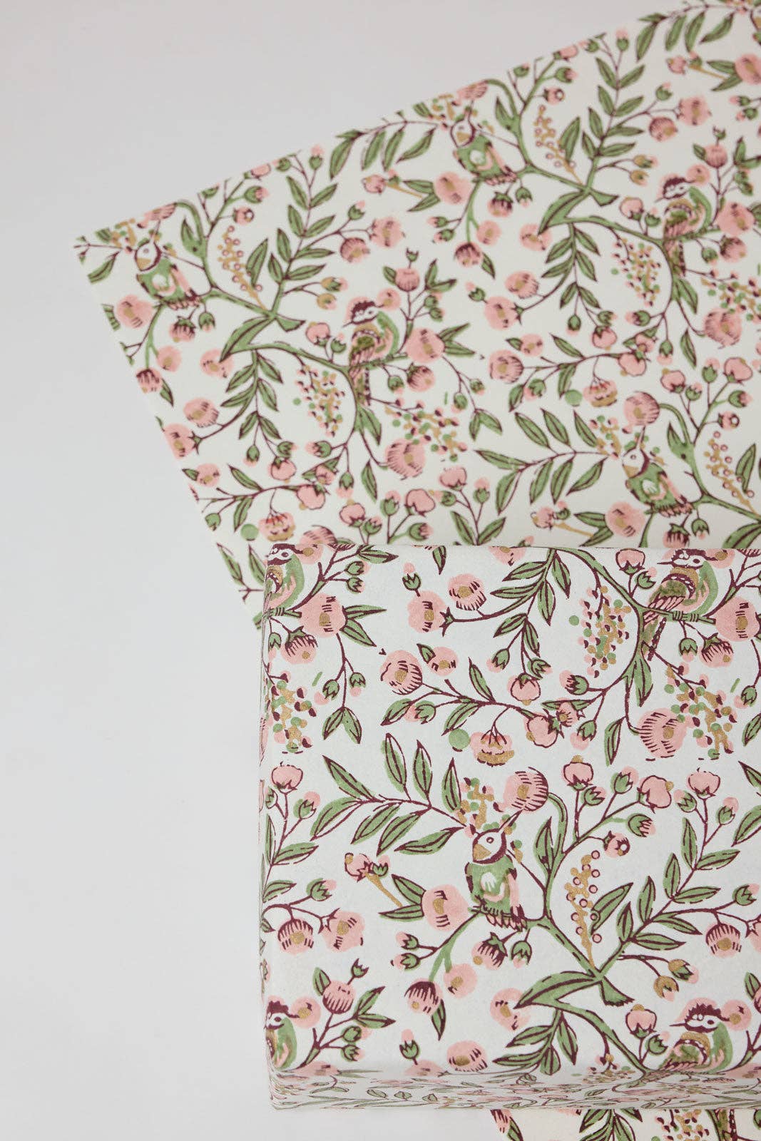 Song Birds Blush Block Printed Wrapping Paper