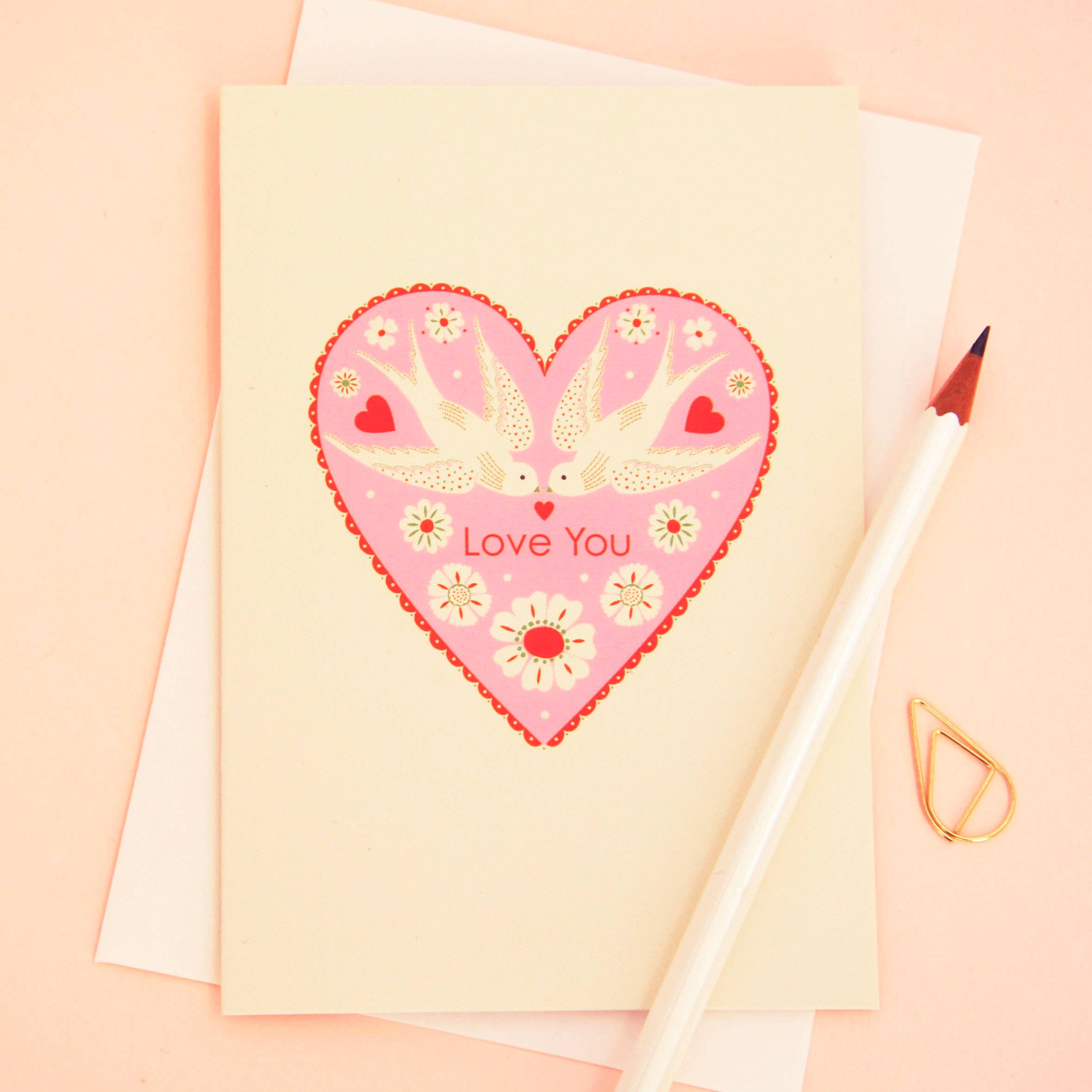 Love Birds Love You Valentine's Card