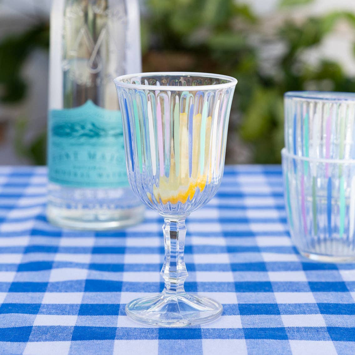 Blue & White Striped Wine Glasses