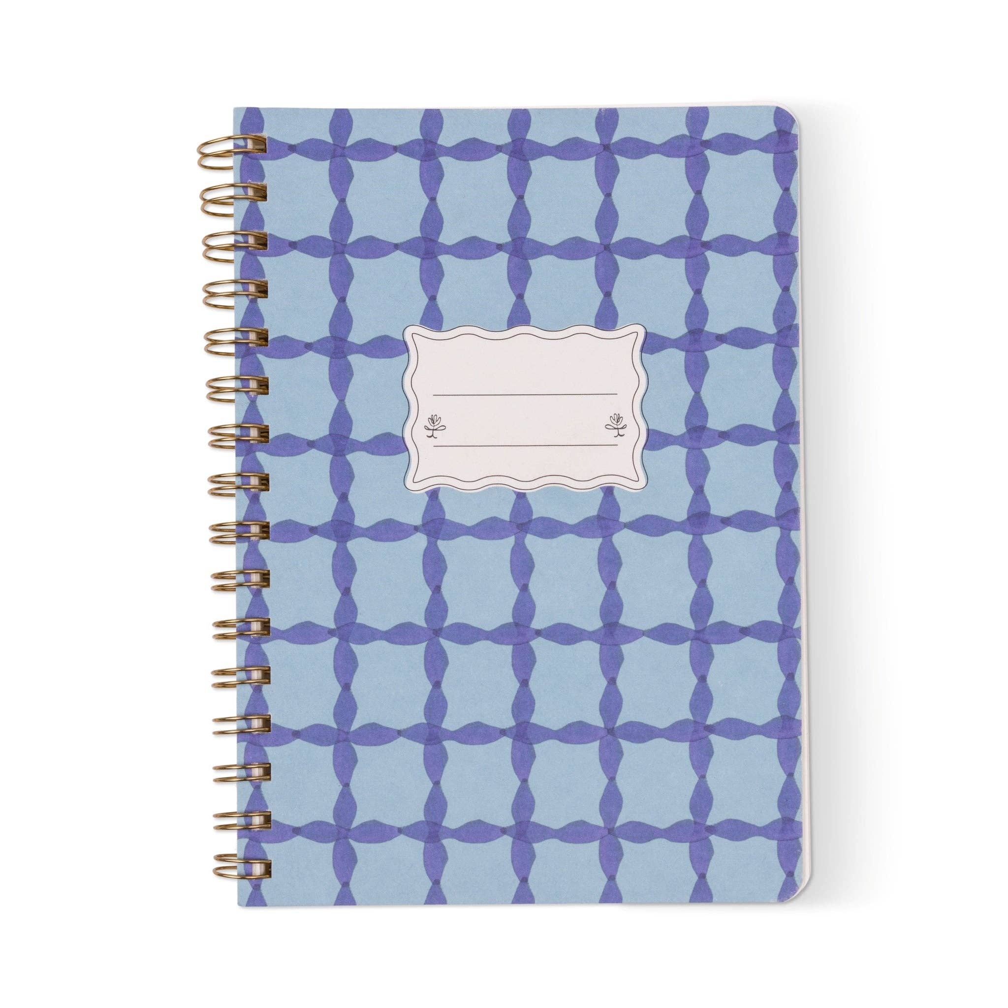 Tulip A5 Twin Wire Notebook - Blue Lattice