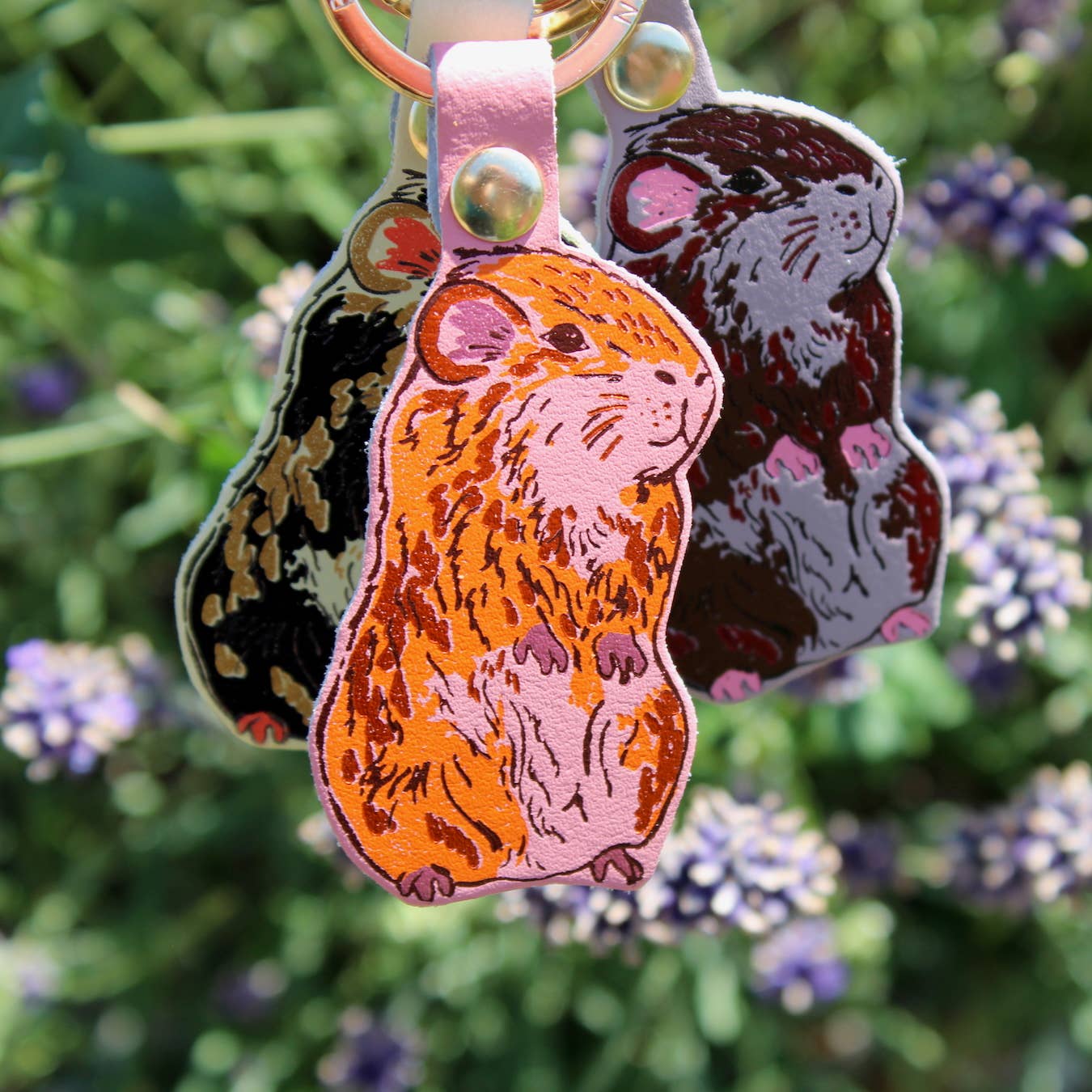 Guinea Pig Keyring - Pale Pink