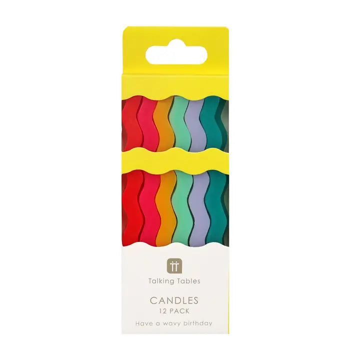 Colourful Wavy Tall Birthday Candle (Pack Of 12)