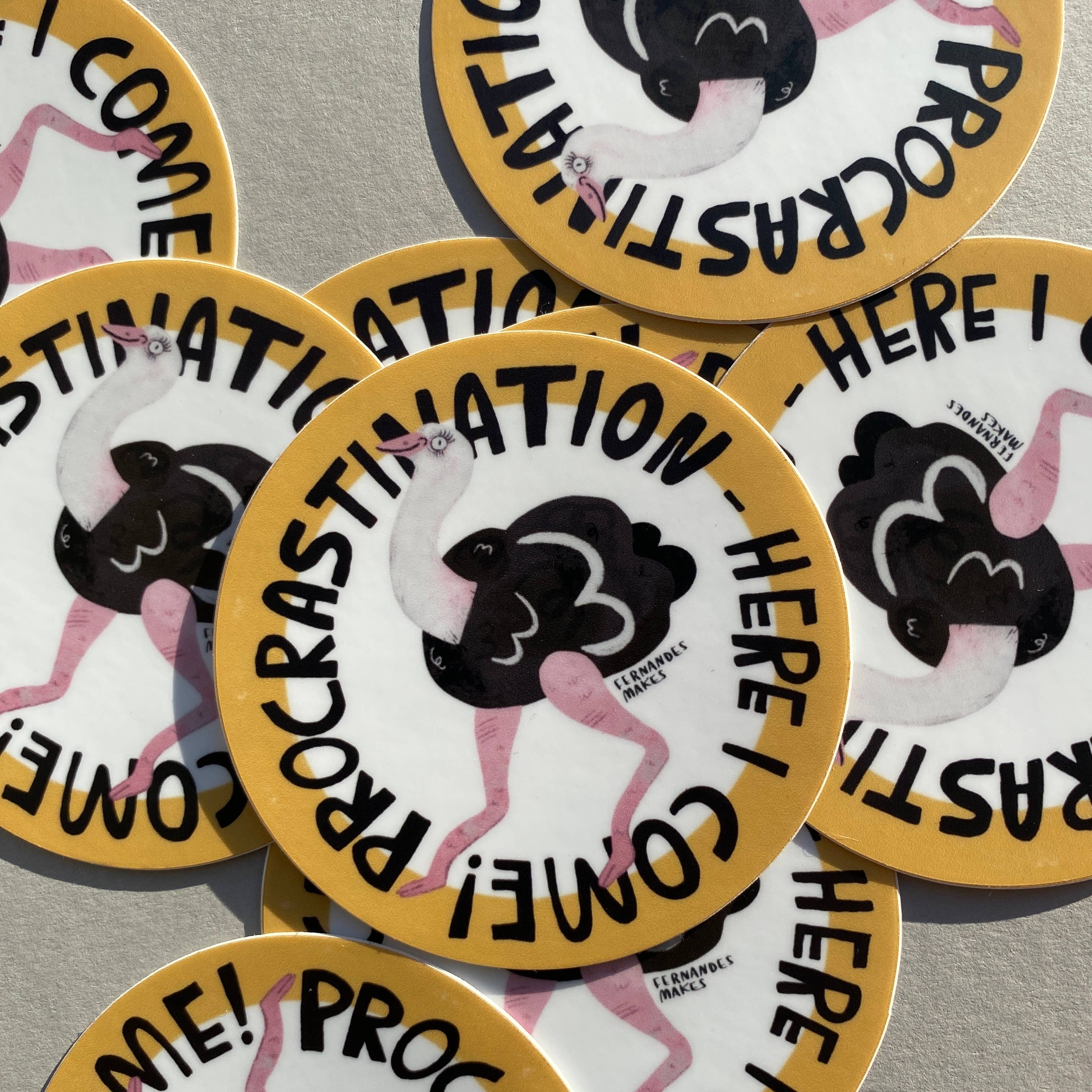 Procrastination Here I Come! Vinyl Sticker