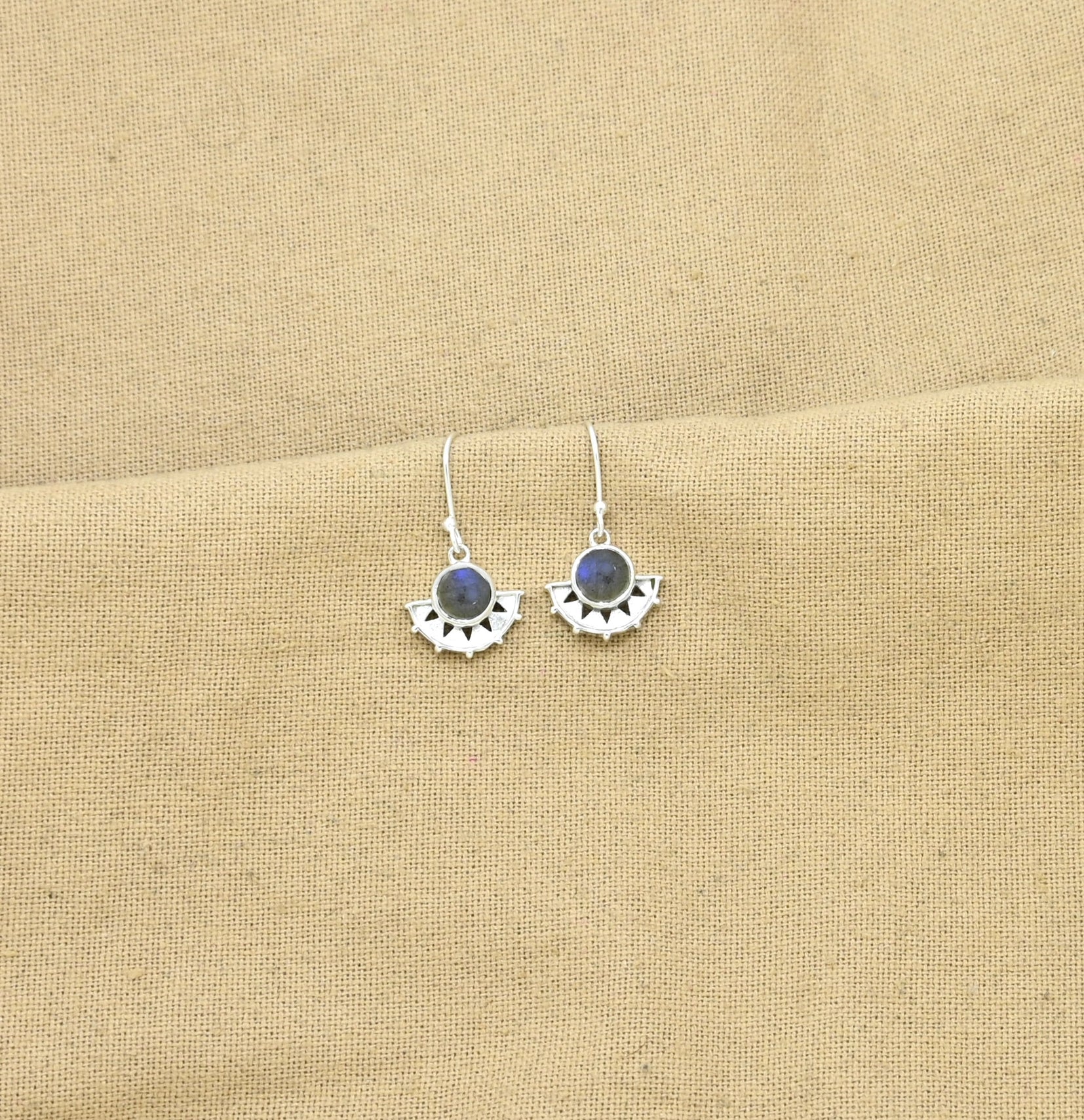 Sunset Labradorite Silver Drop Earrings