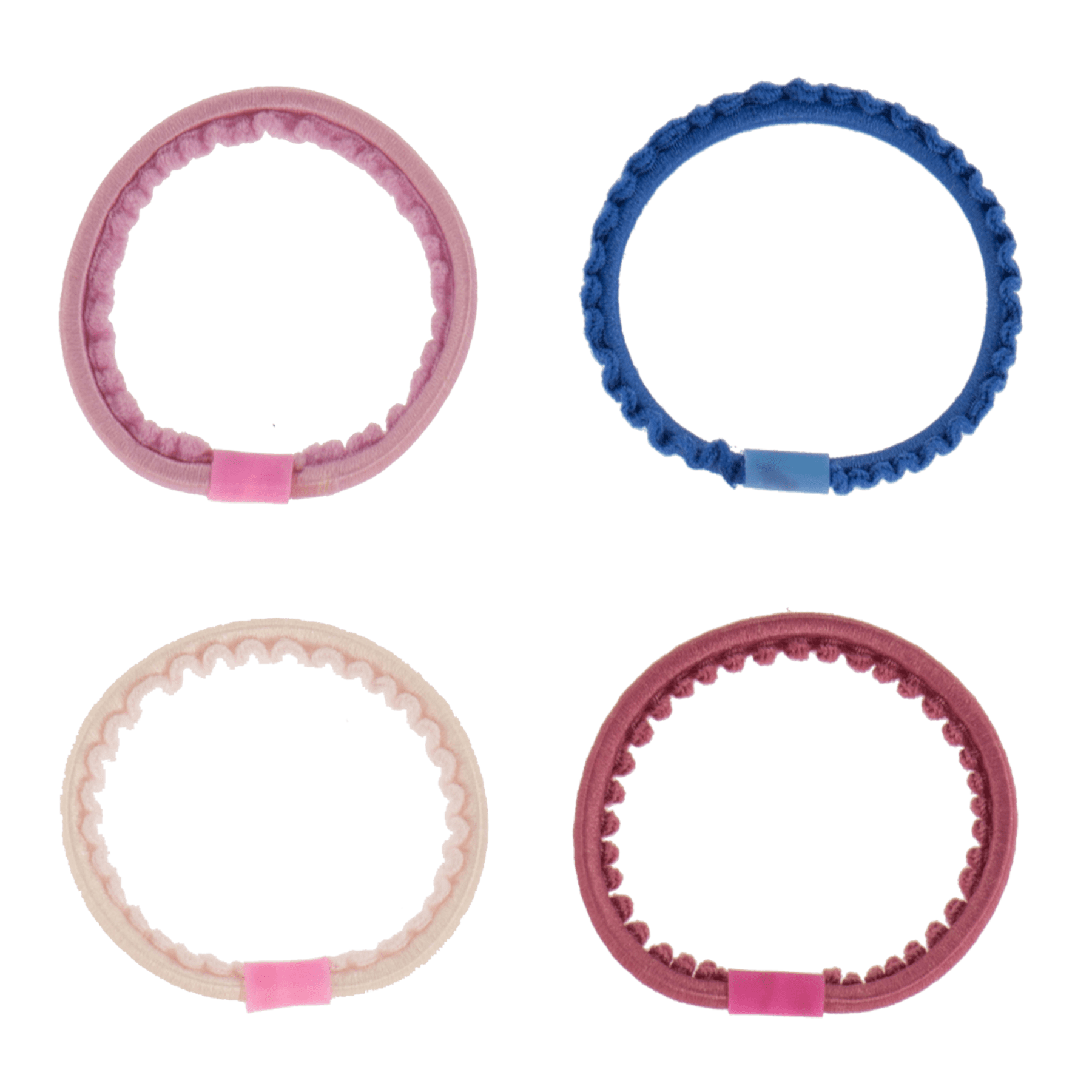 Set Of 4 Blue & Pink Thin Kknekki Hair Ties