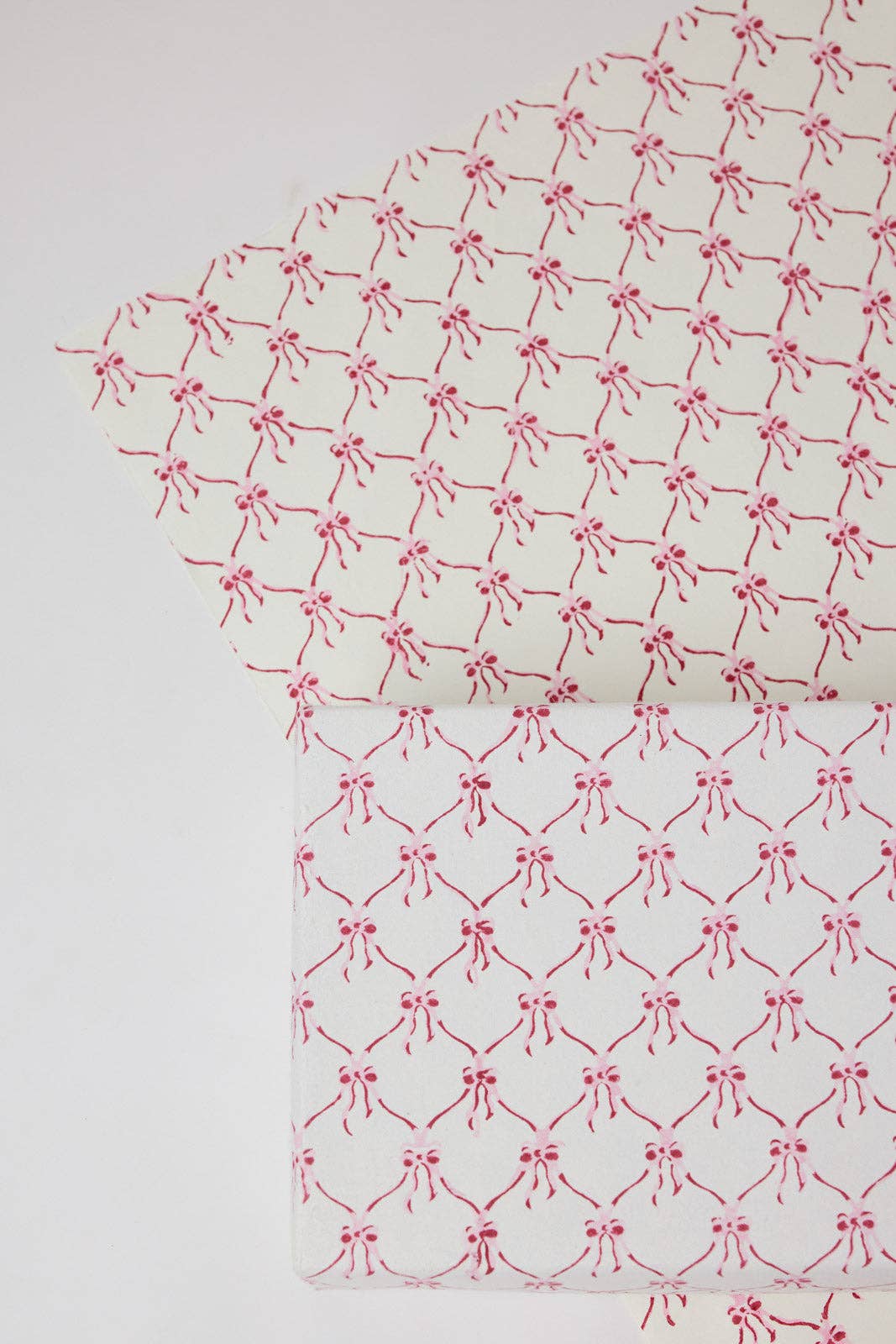 Bows Pink Sorbet Block Printed Wrapping Paper