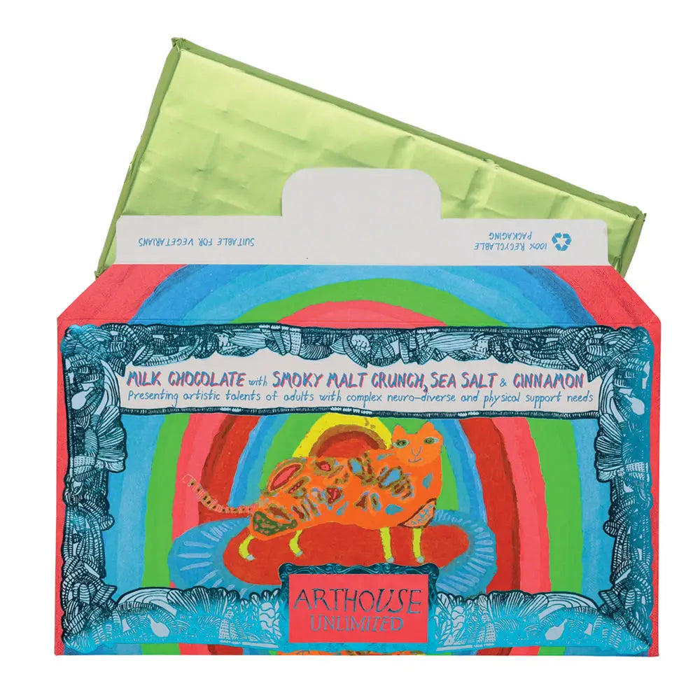 Rainbow Cat Milk Chocolate With Smoky Malt Crunch, Sea Salt & Cinnamon