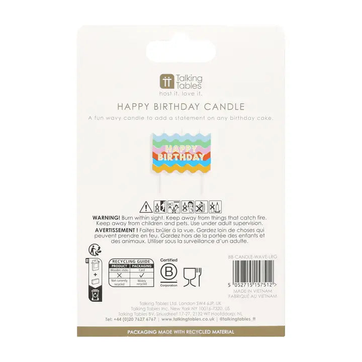 Colourful Wavy Block Birthday Candle
