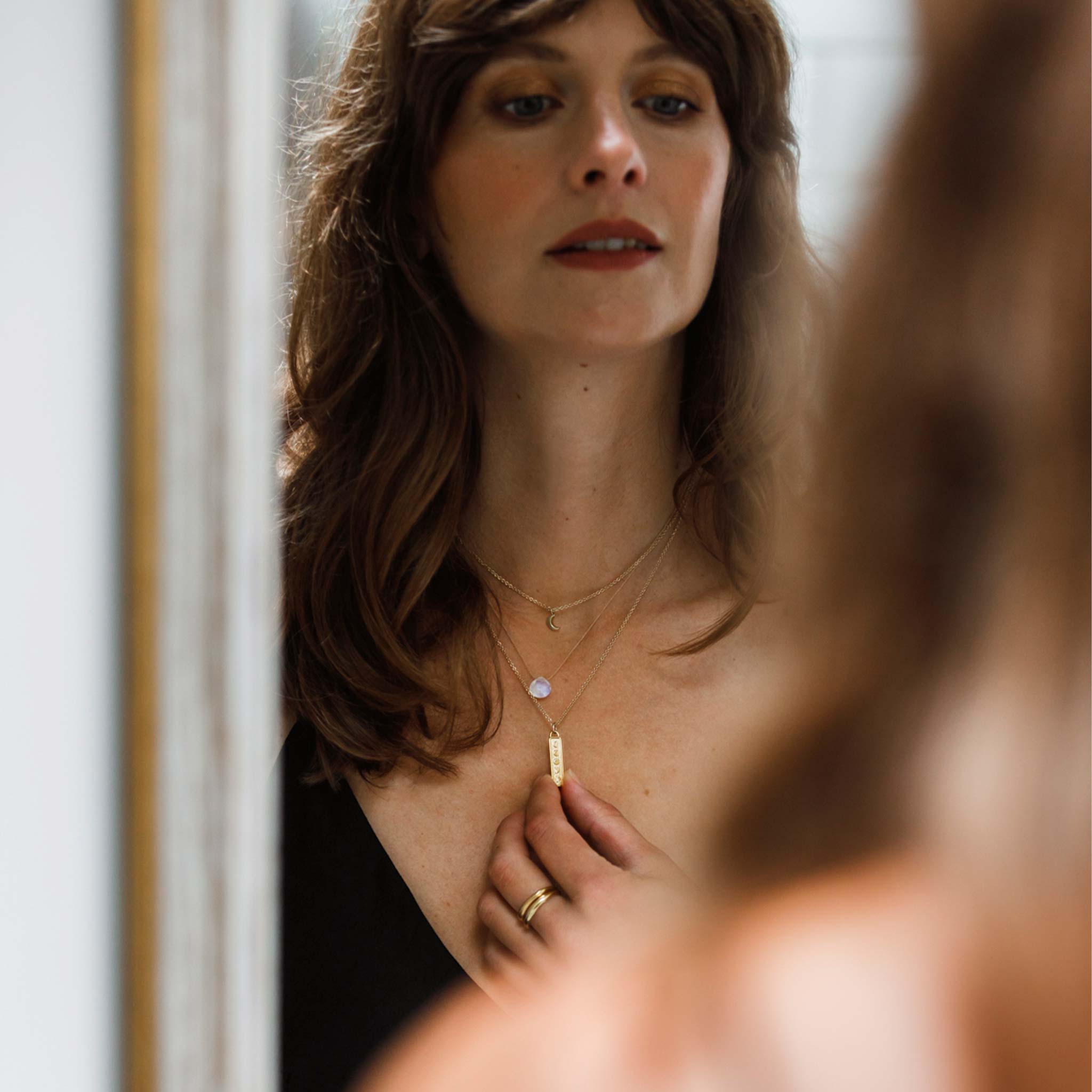 Rainbow Moonstone Fine Cord Necklace