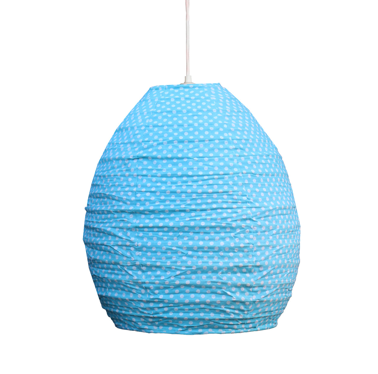 Egg 35cm Blue & Cream Mini Dot Cotton Pendant Lampshade