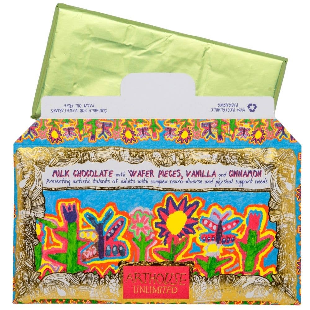 Most Beautiful Garden, Milk Chocolate Bar with Wafer Pieces, Vanilla & Cinnamon