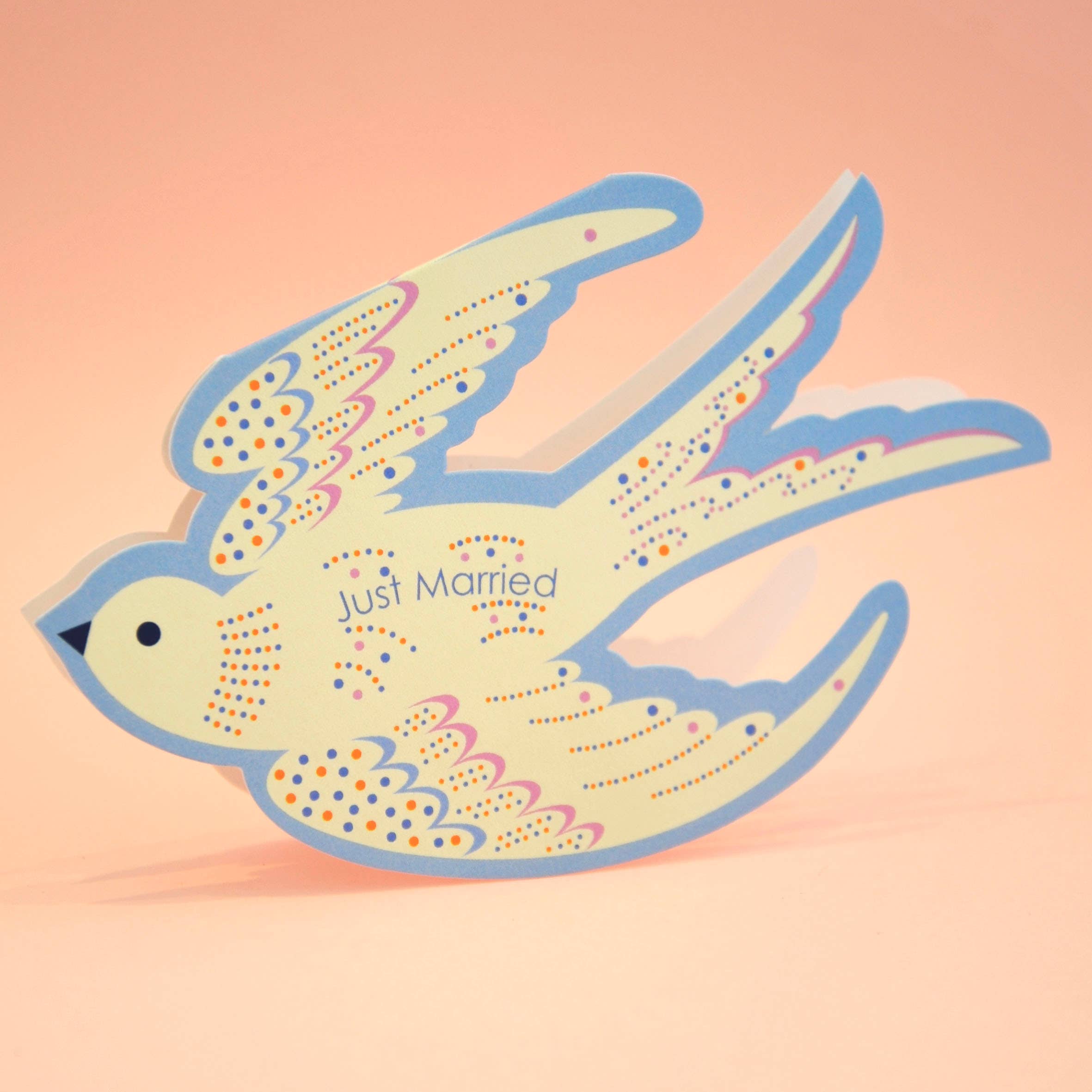 Whimsical Rocking Bird Happy Birthday - Blue Die Cut Card